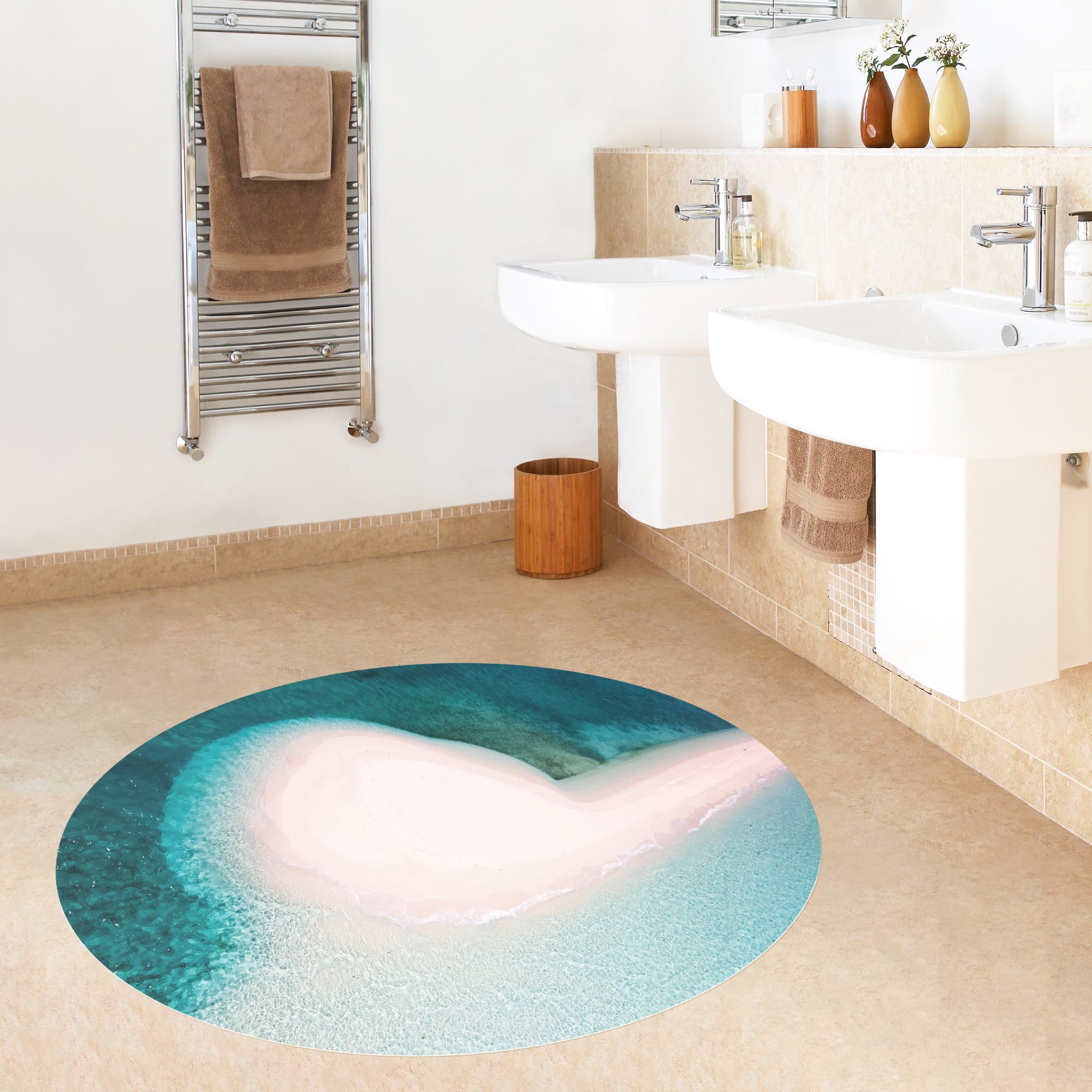 Runder Vinyl-Teppich Sandbank im Ozean