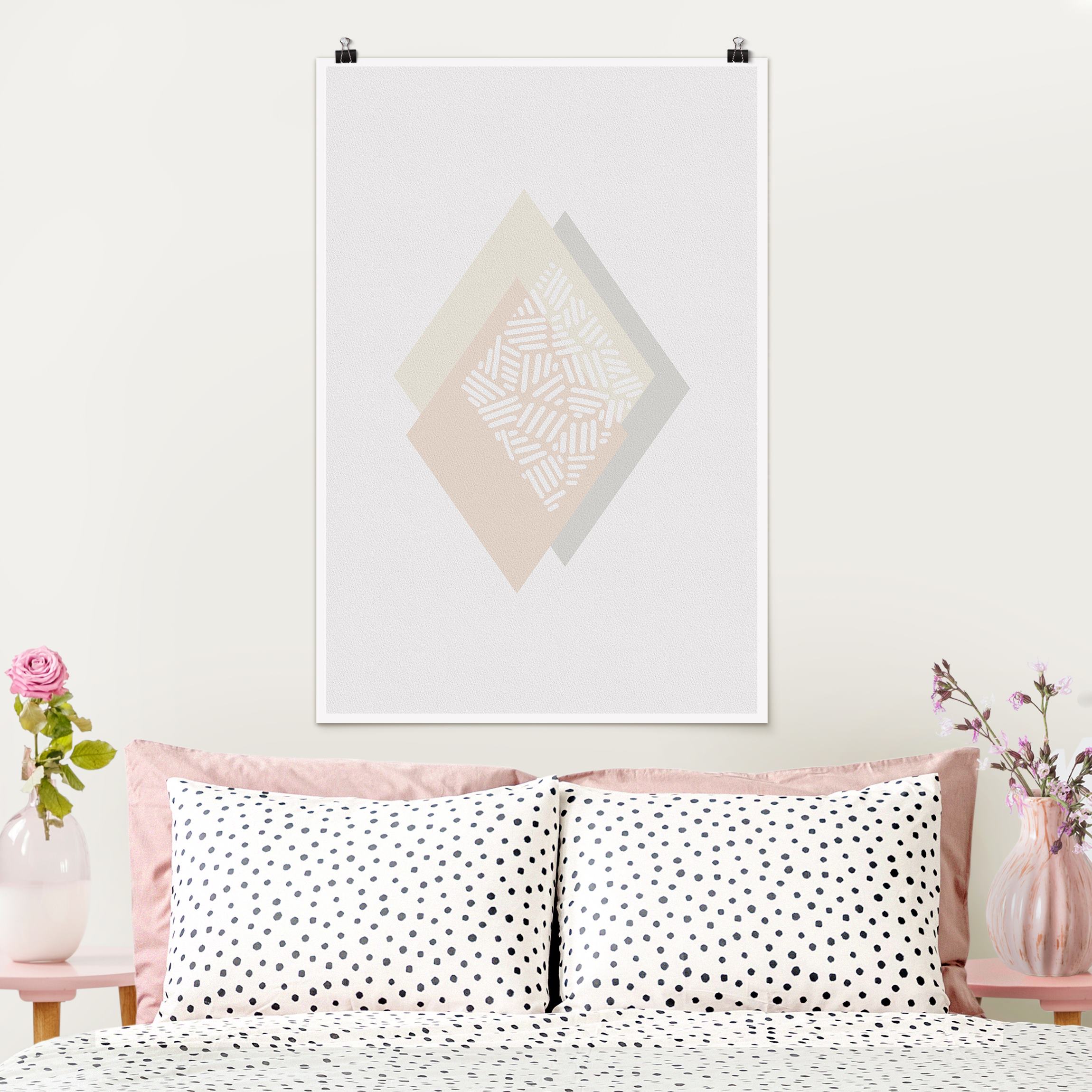 Poster Sanfte Farben Geometrie Karo