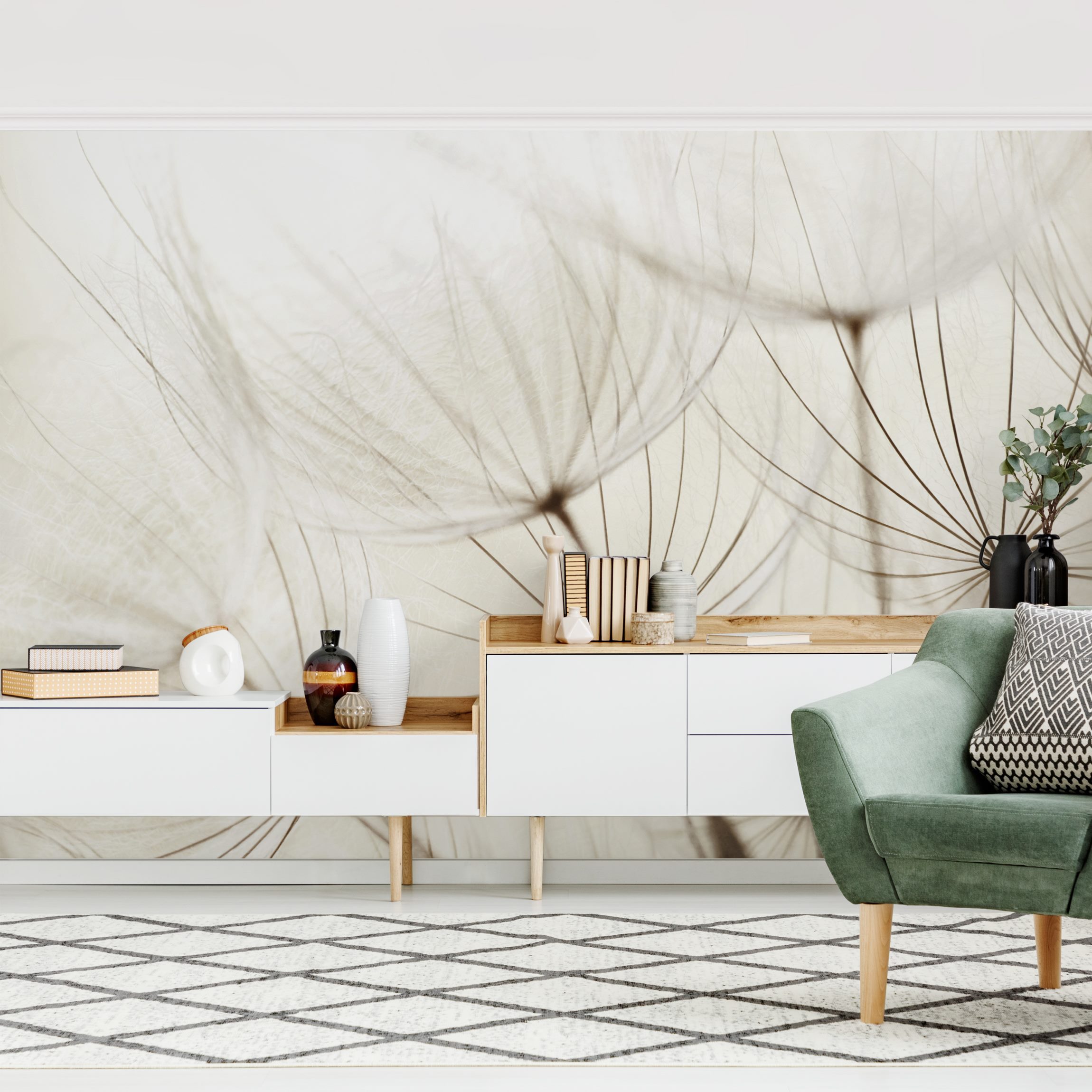 Fototapete Blumen Sanfte Gräser