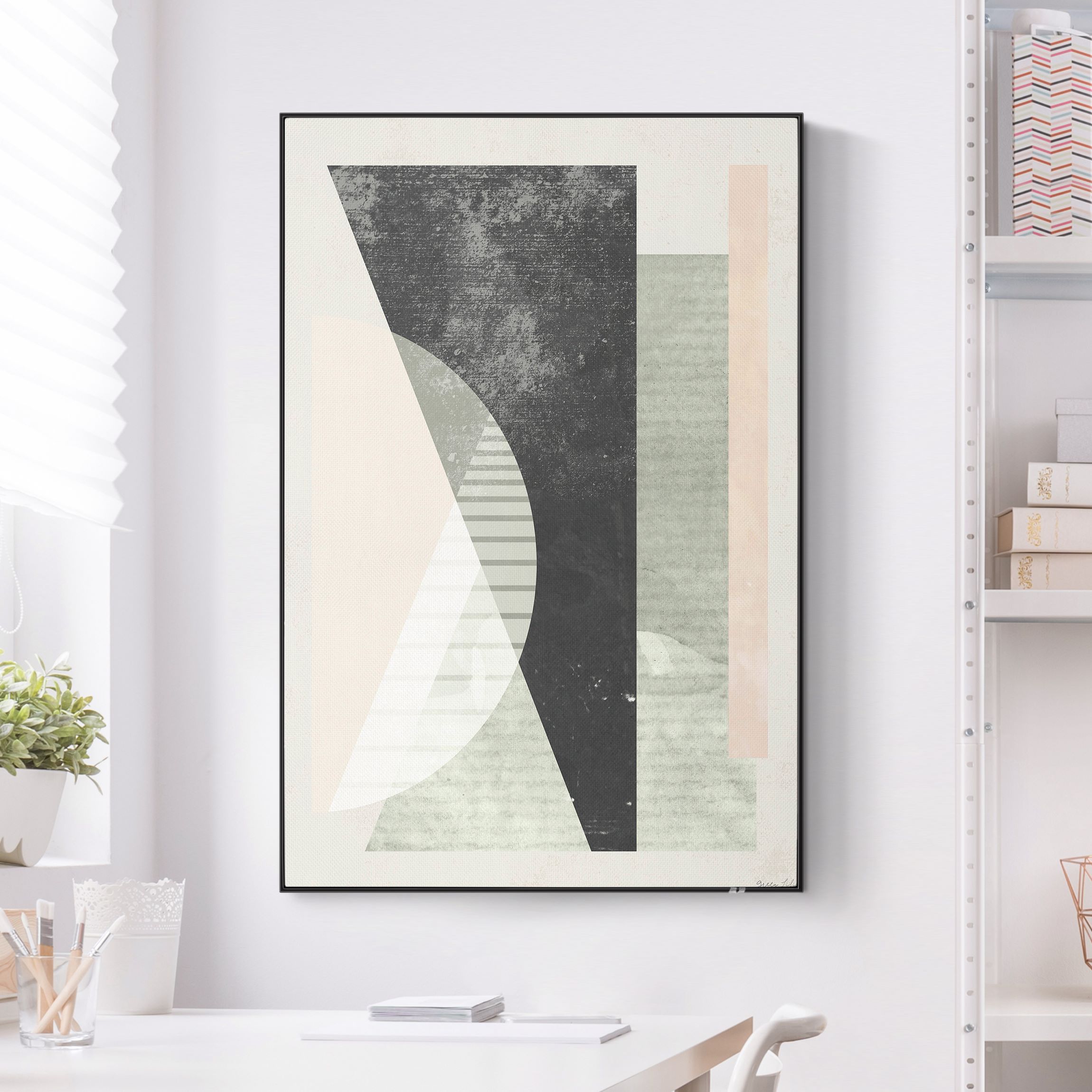 Akustik-Wechselbild Sanftes Bauhaus mit Struktur