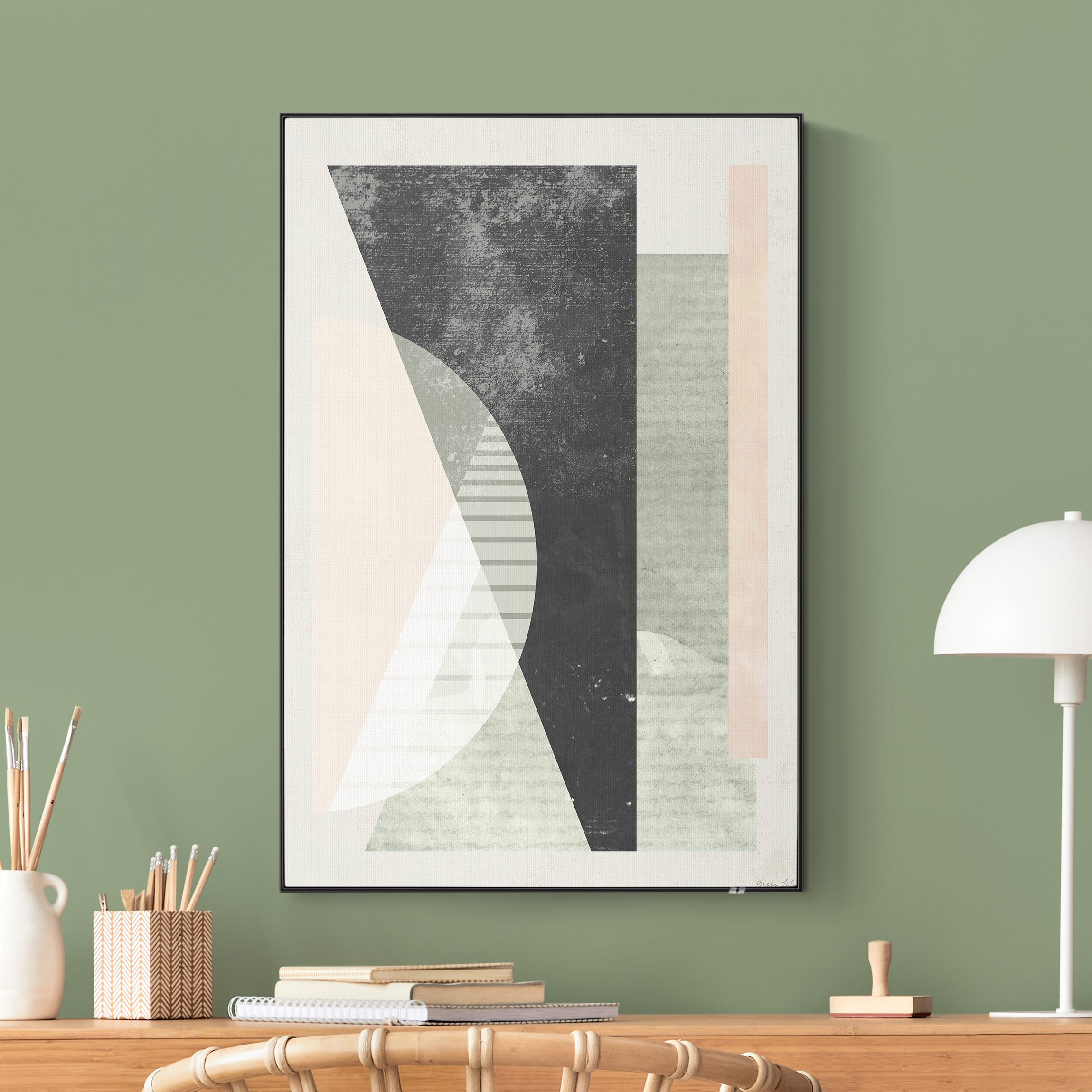 Akustik-Wechselbild Sanftes Bauhaus mit Struktur