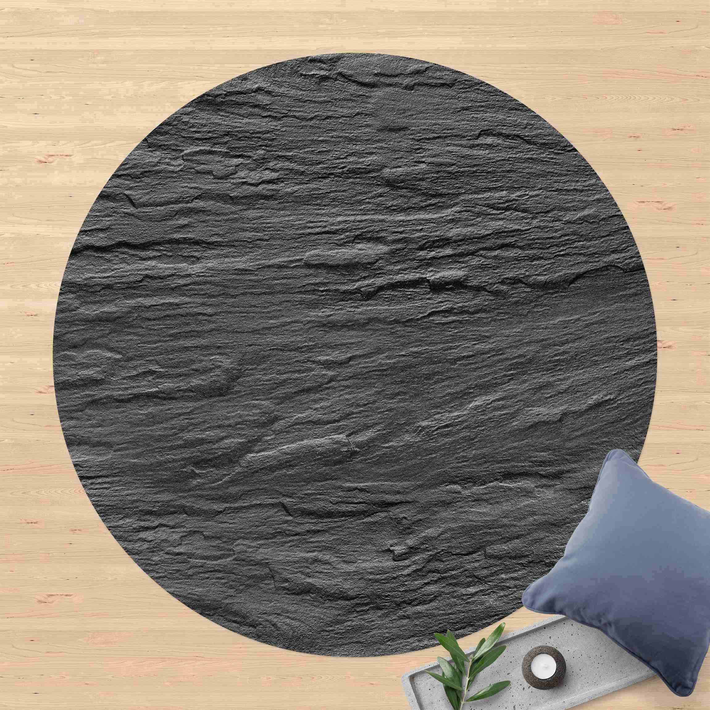 Runder Vinyl-Teppich Schiefer