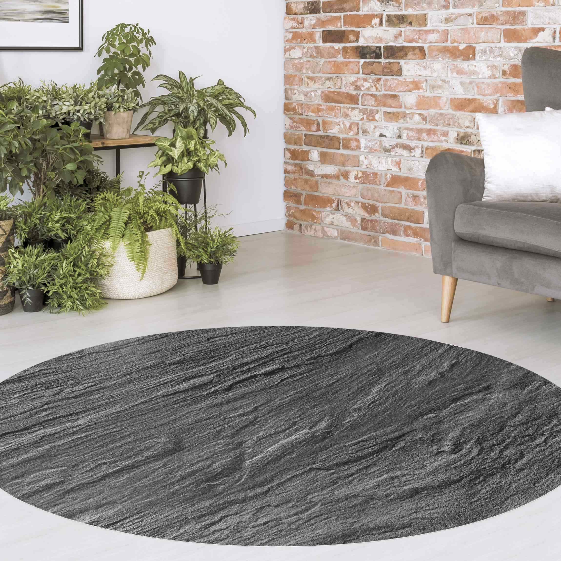 Runder Vinyl-Teppich Schiefer