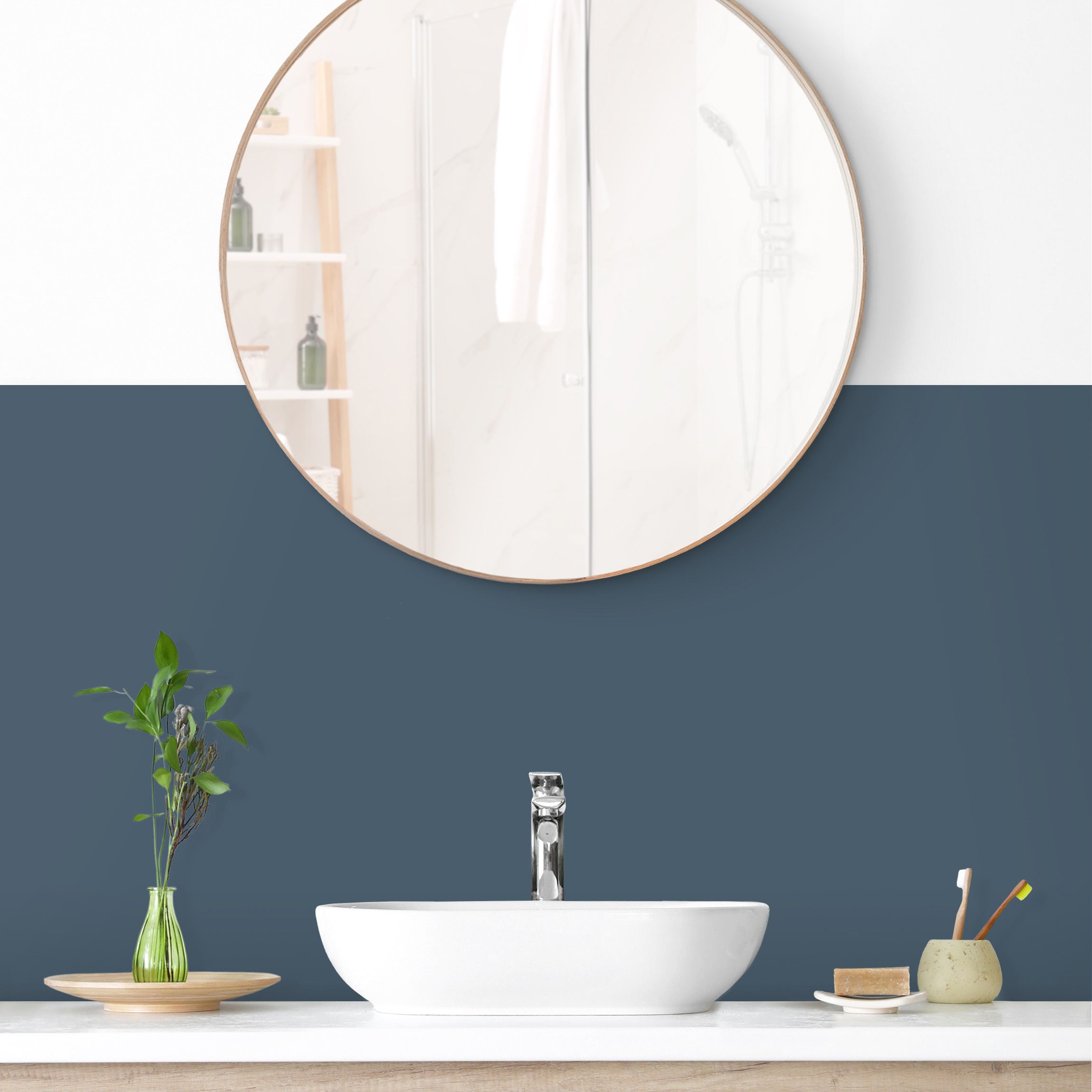 Wandverkleidung Bad Schieferblau