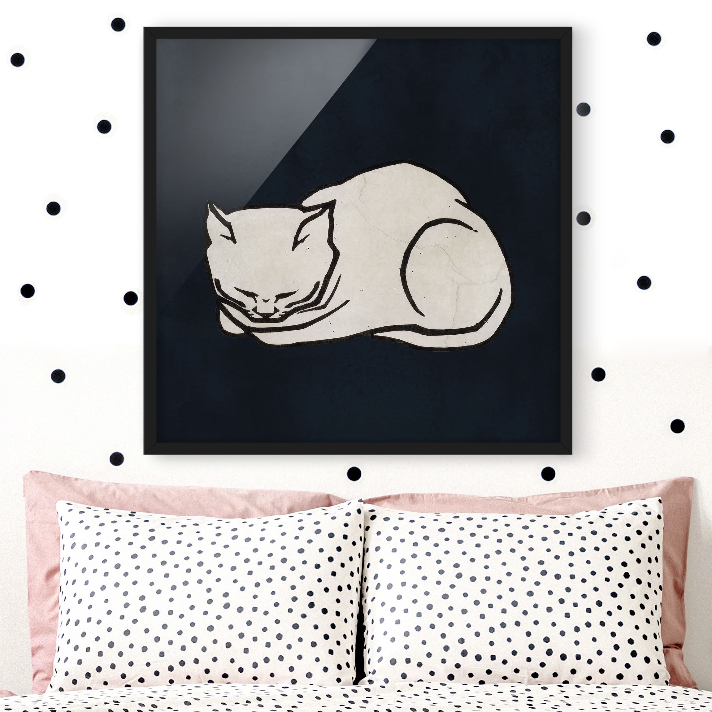 Bild mit Rahmen Schlafende Katze Illustration
