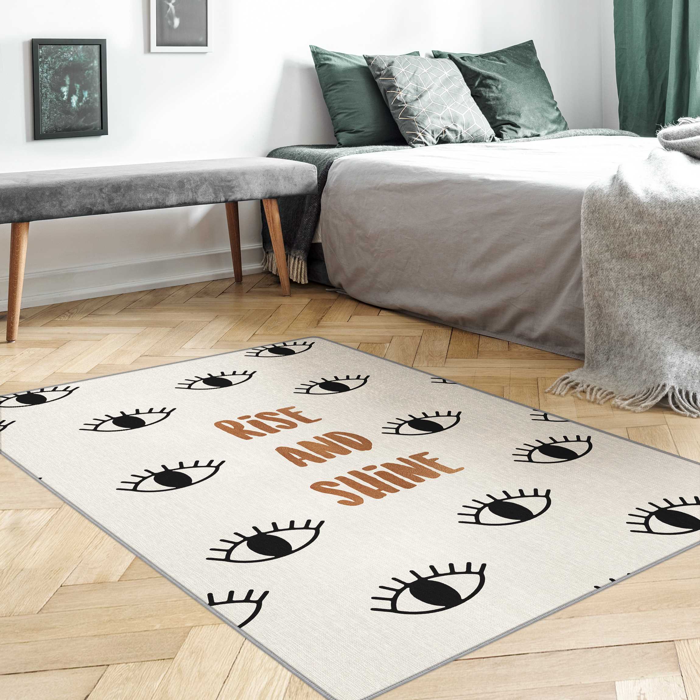 Teppich Schlafzimmer Zitat Rise & Shine