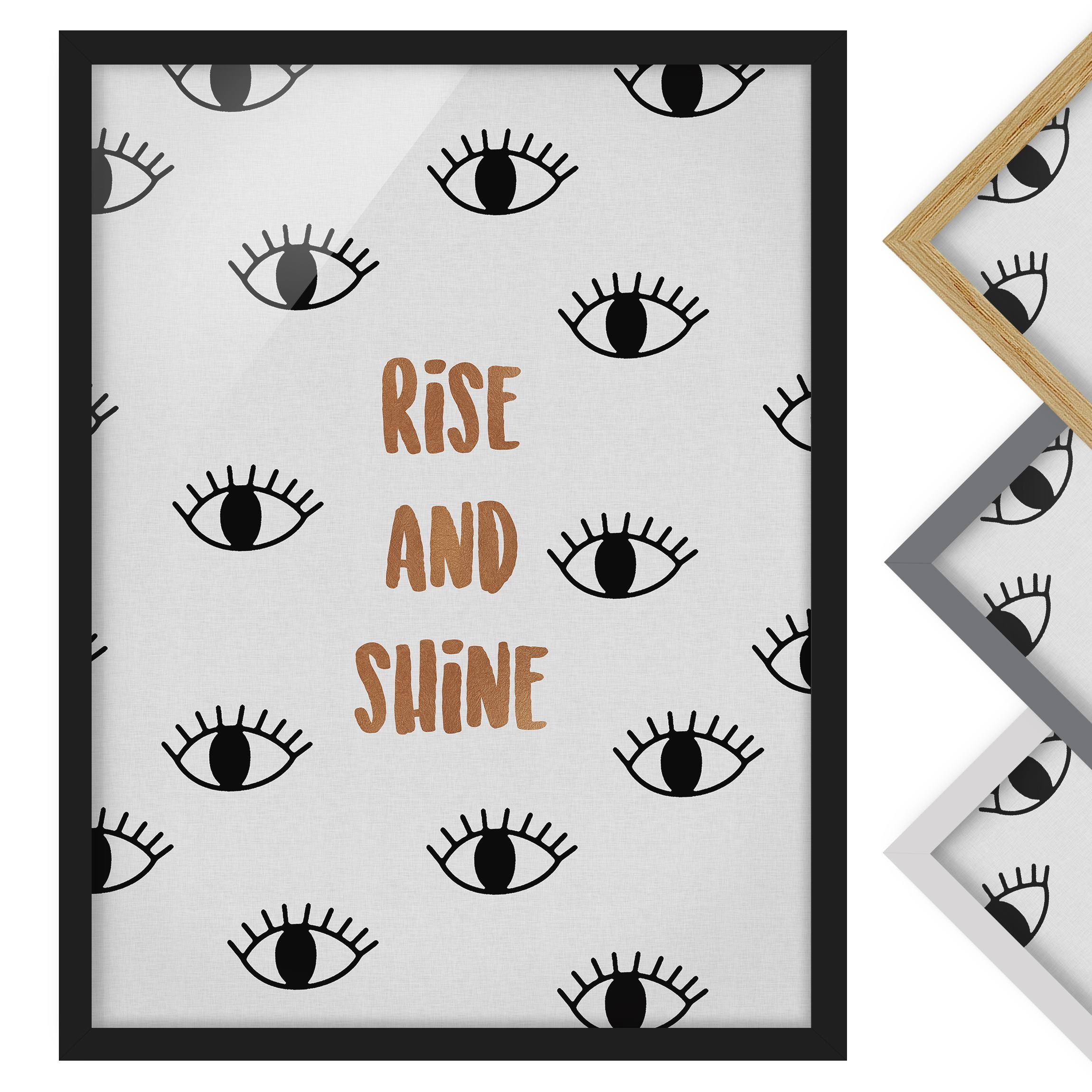Bild mit Rahmen Schlafzimmer Zitat Rise & Shine