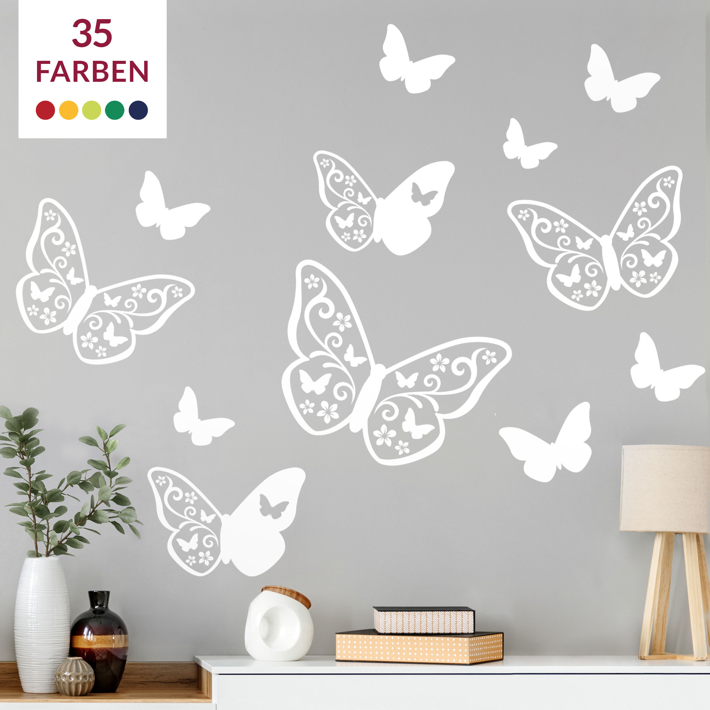 Wandtattoo Tiere 12-teilig Schmetterling Deko