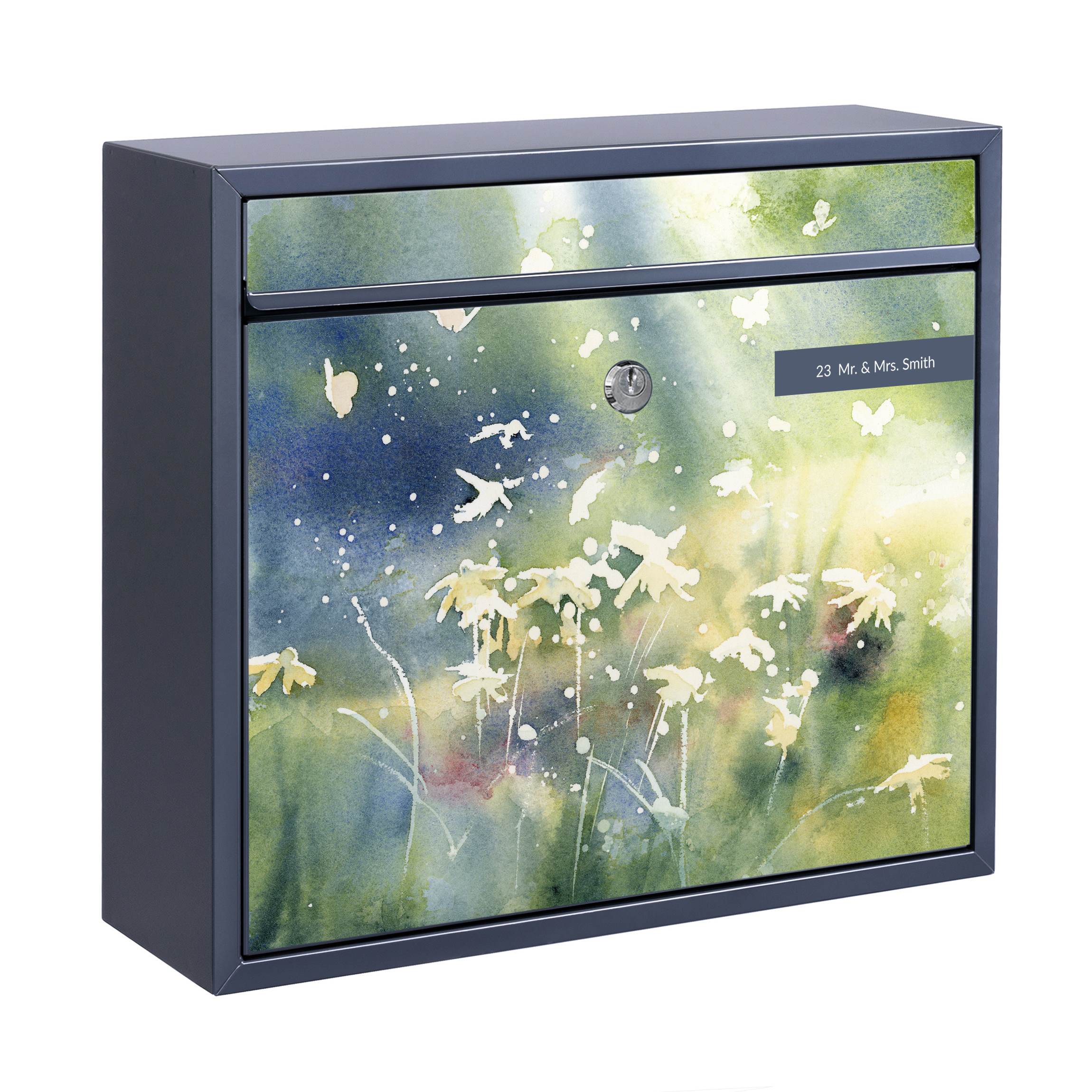 Briefkasten mit eigenem Text Schmetterlinge, Licht und Blumen