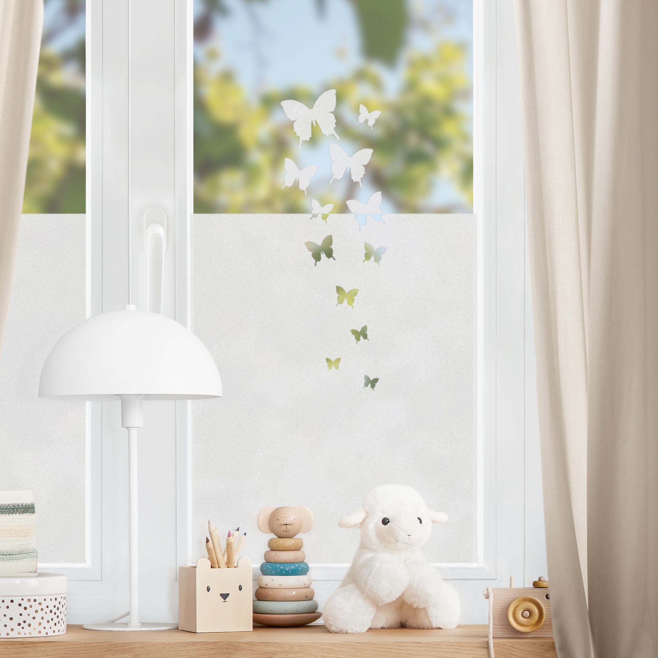 Fensterfolie Sichtschutz Schmetterlingsdeko Bordüre