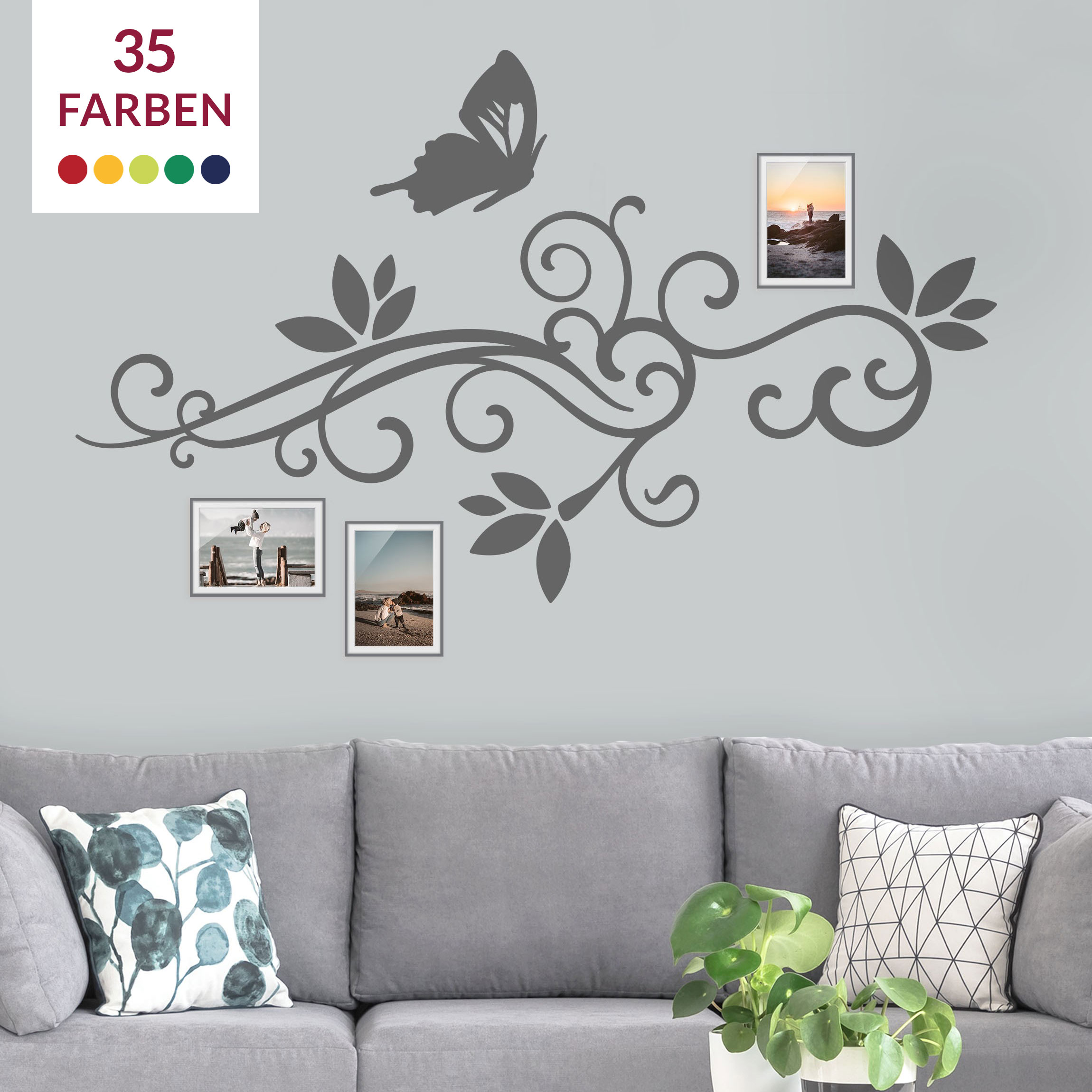 Wandtattoo Blumen Schnörkel Ornament