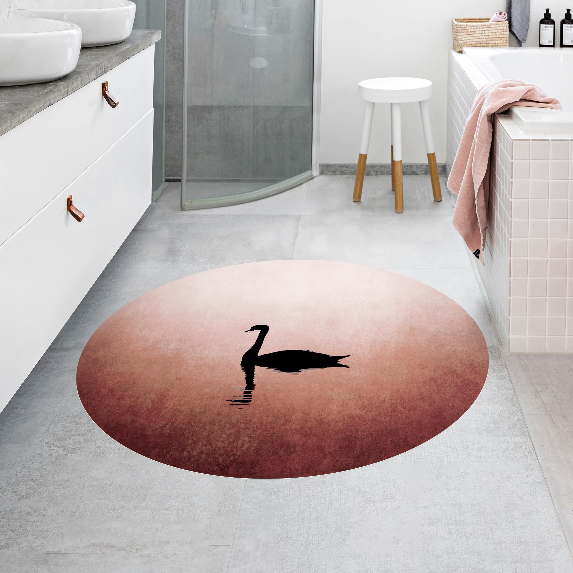 Runder Vinyl-Teppich Schwan im Sonnenuntergang