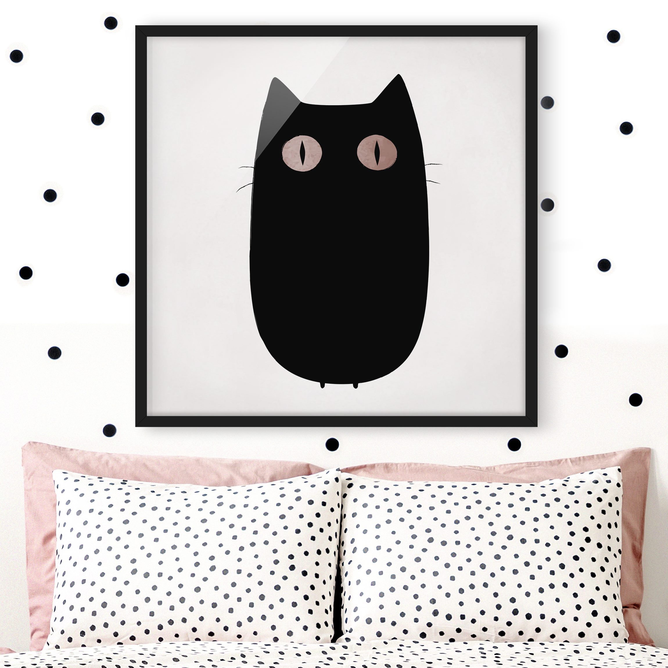 Bild mit Rahmen Schwarze Katze Illustration