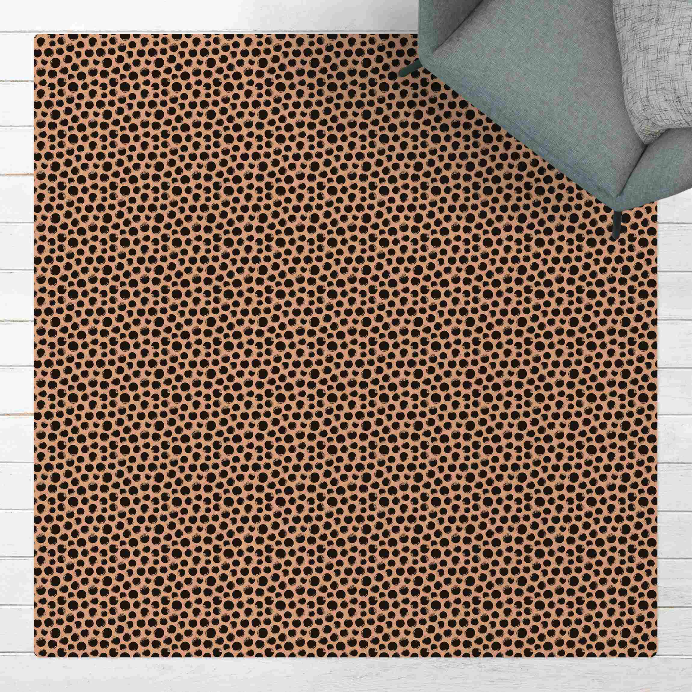 Kork-Teppich Schwarze Tusche Polkadots