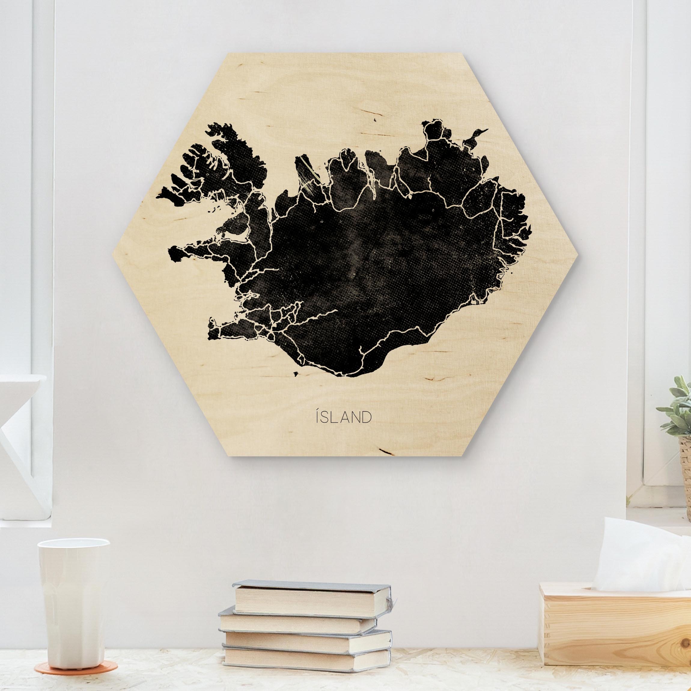 Hexagon-Holzbild Schwarzes Island