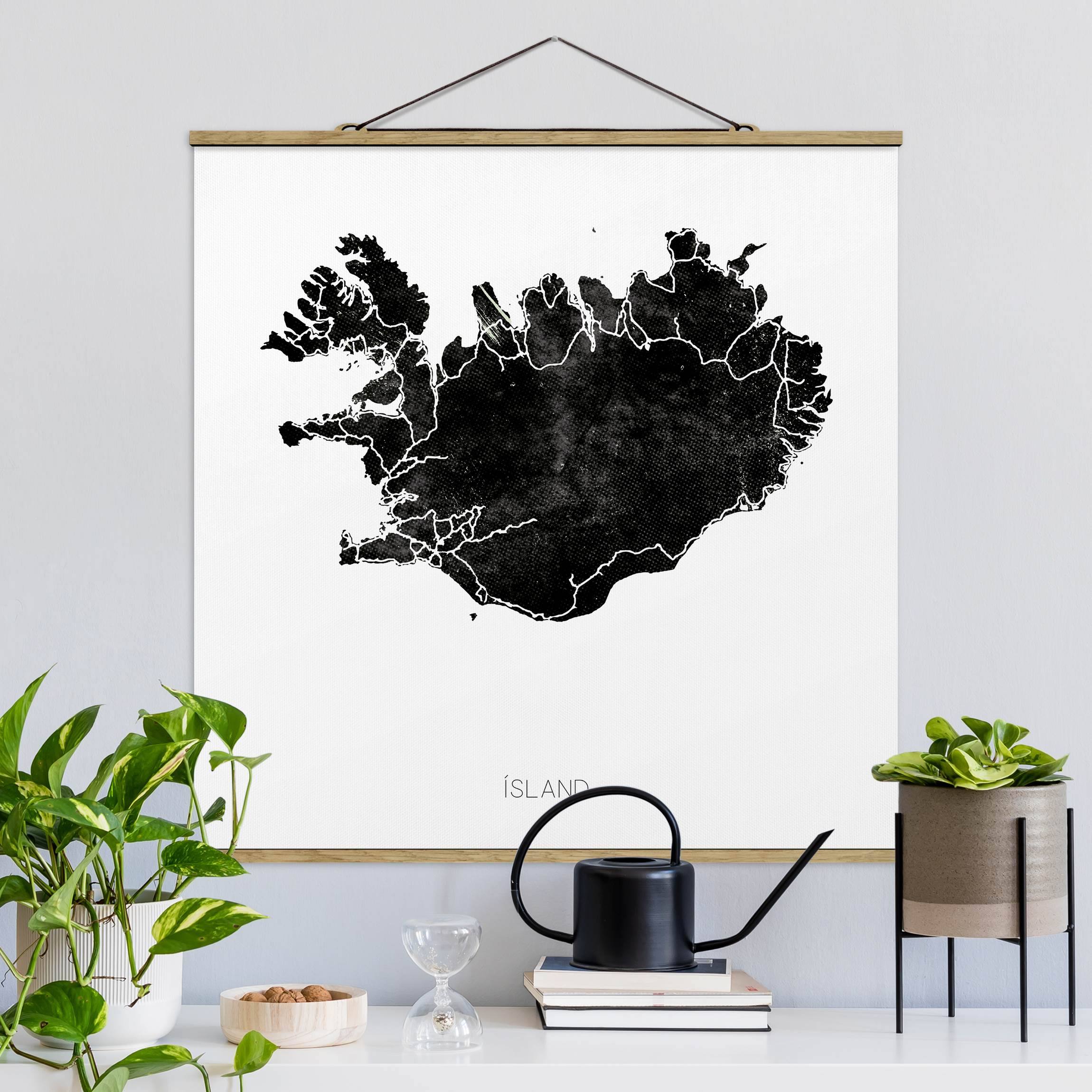 Stoffbild mit Posterleisten Schwarzes Island