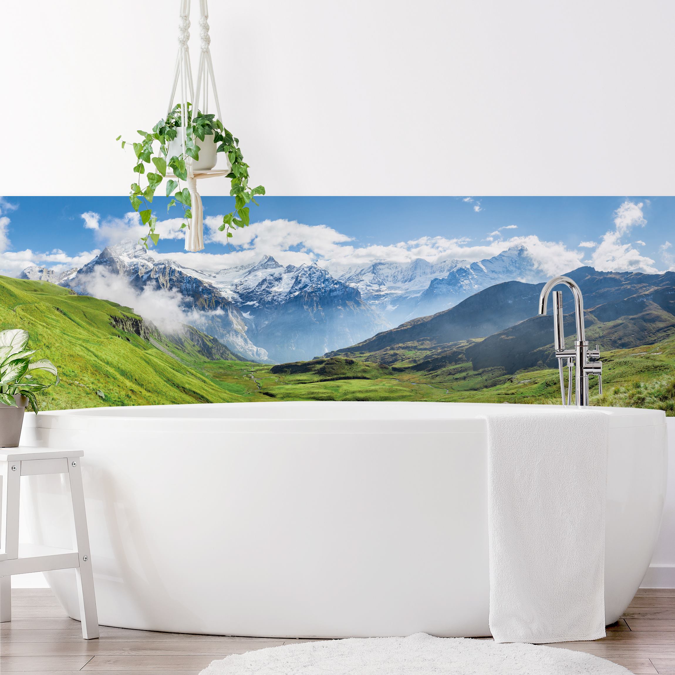Wandverkleidung Bad Schweizer Alpenpanorama