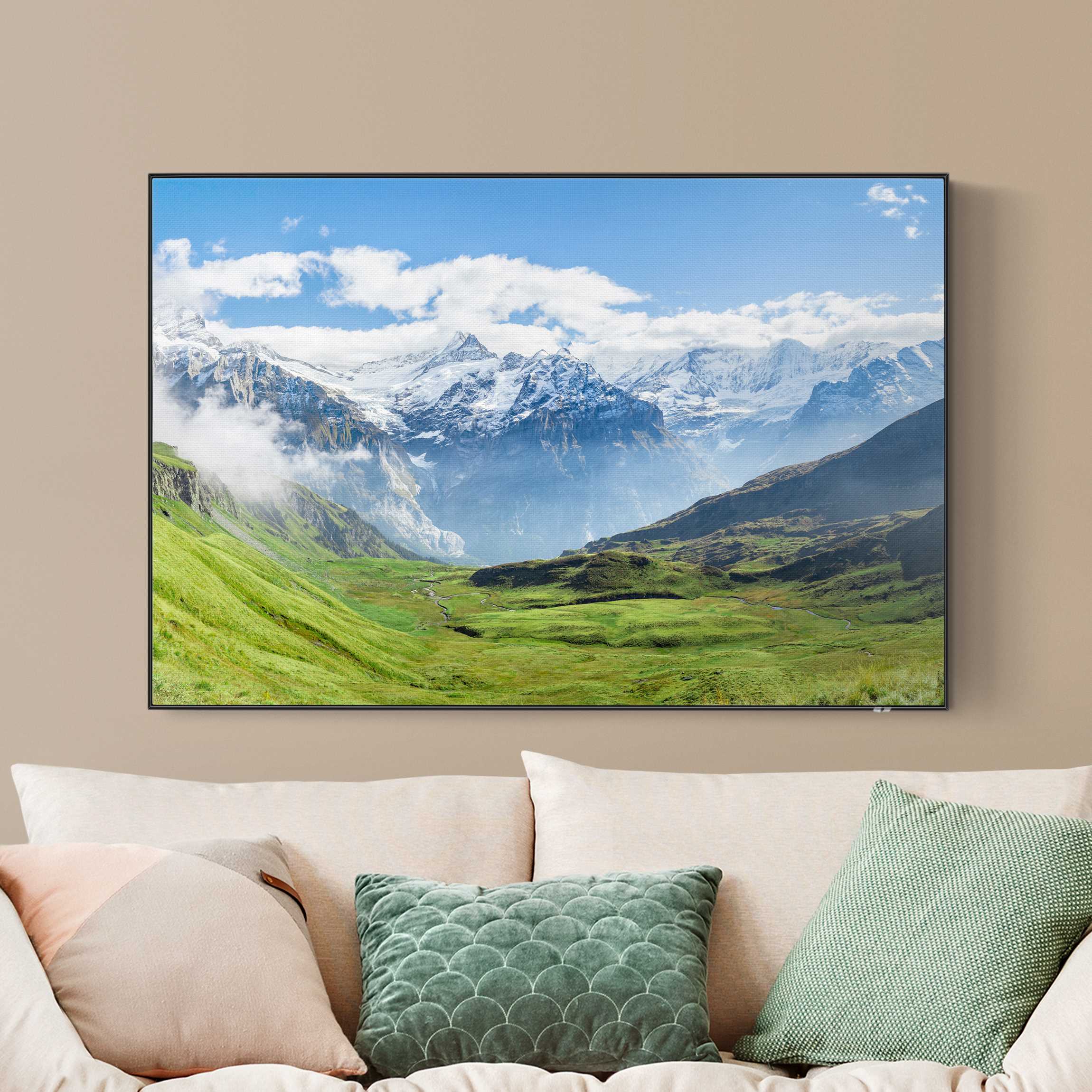 Akustik-Wechselbild Schweizer Alpenpanorama