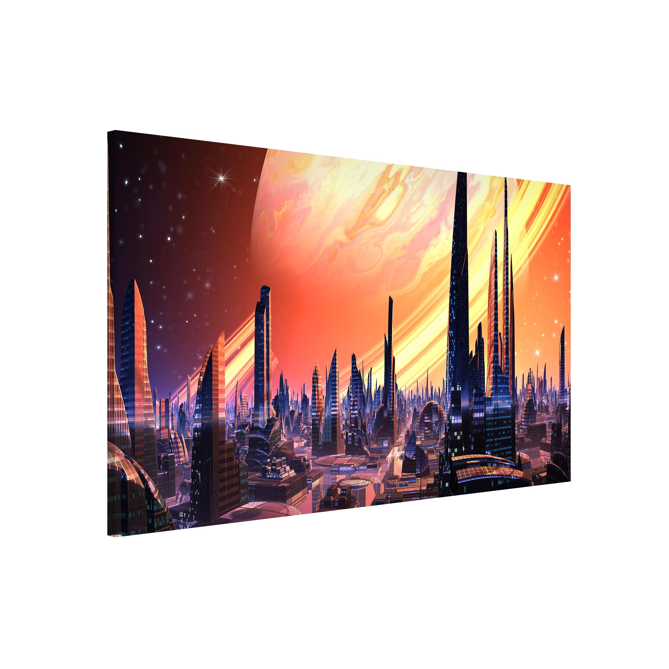 Magnettafel Sci-Fi Large City With Planet