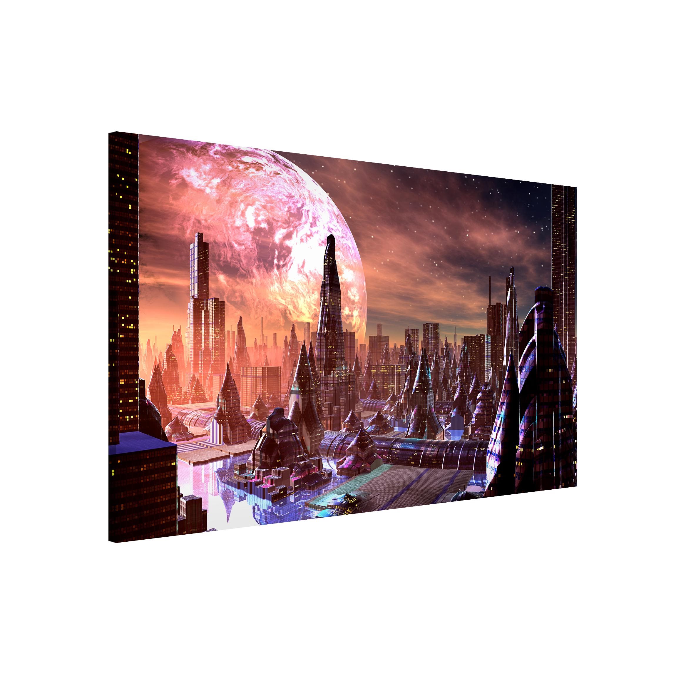 Magnettafel Sci-Fi City With Planets