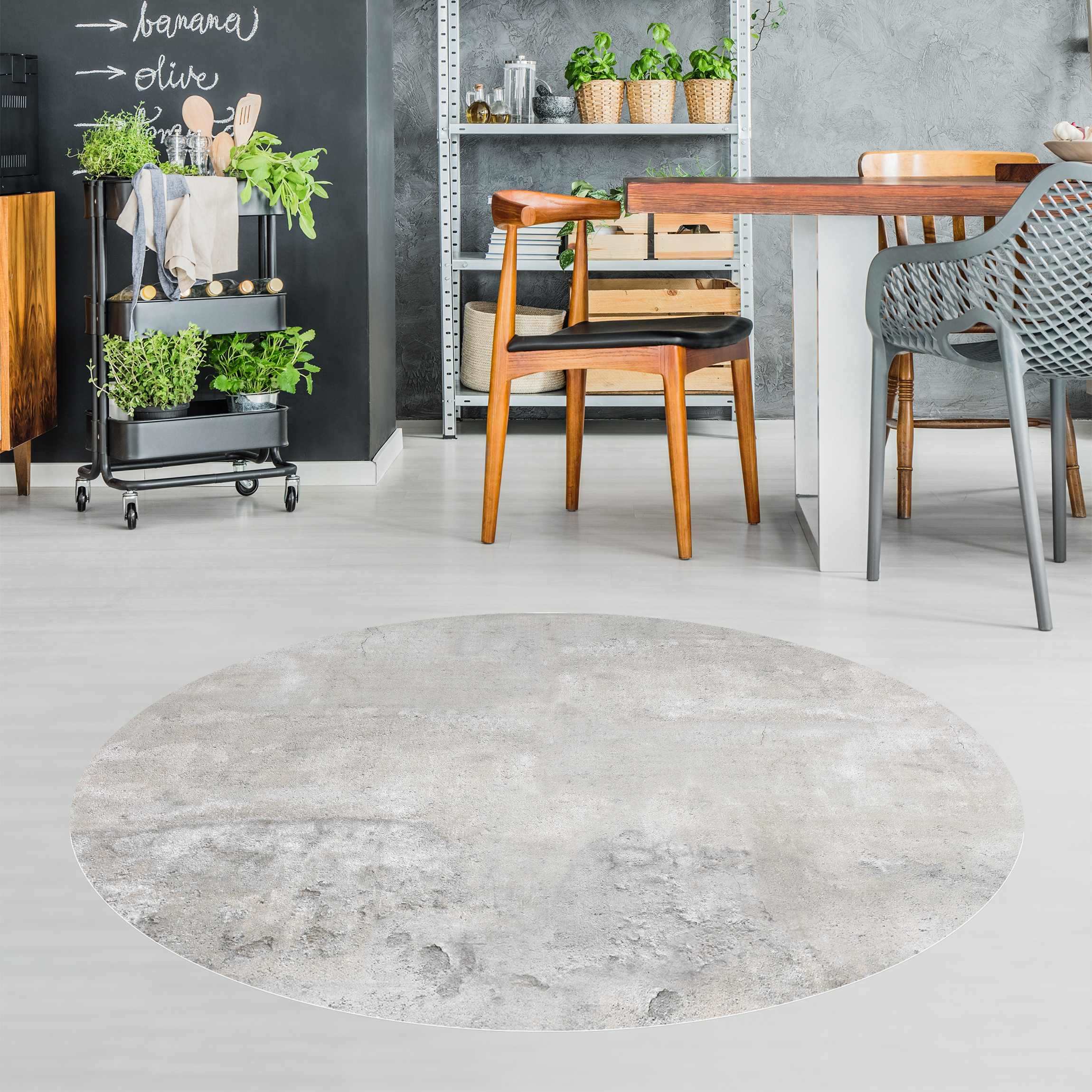 Runder Vinyl-Teppich Shabby Betonoptik
