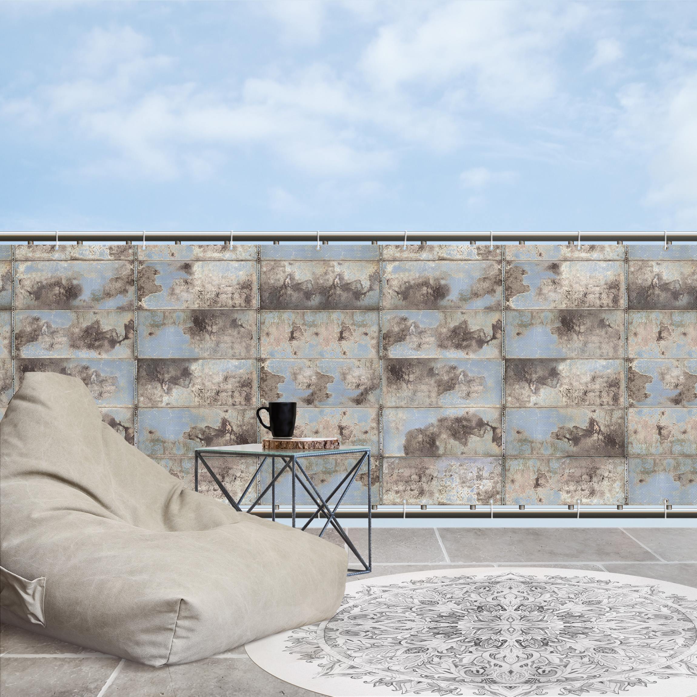 Balkon Sichtschutz Shabby Industrial Metalloptik