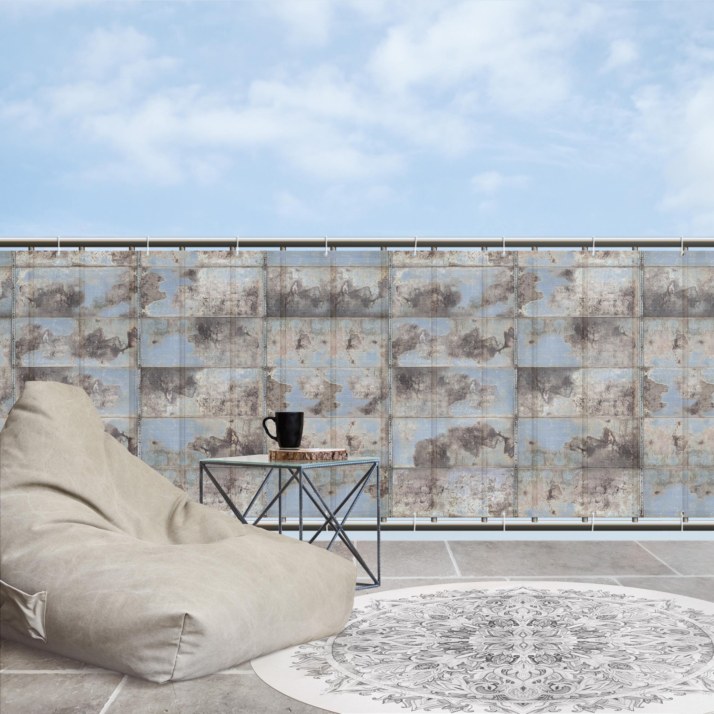 Balkon Sichtschutz Shabby Industrial Metalloptik