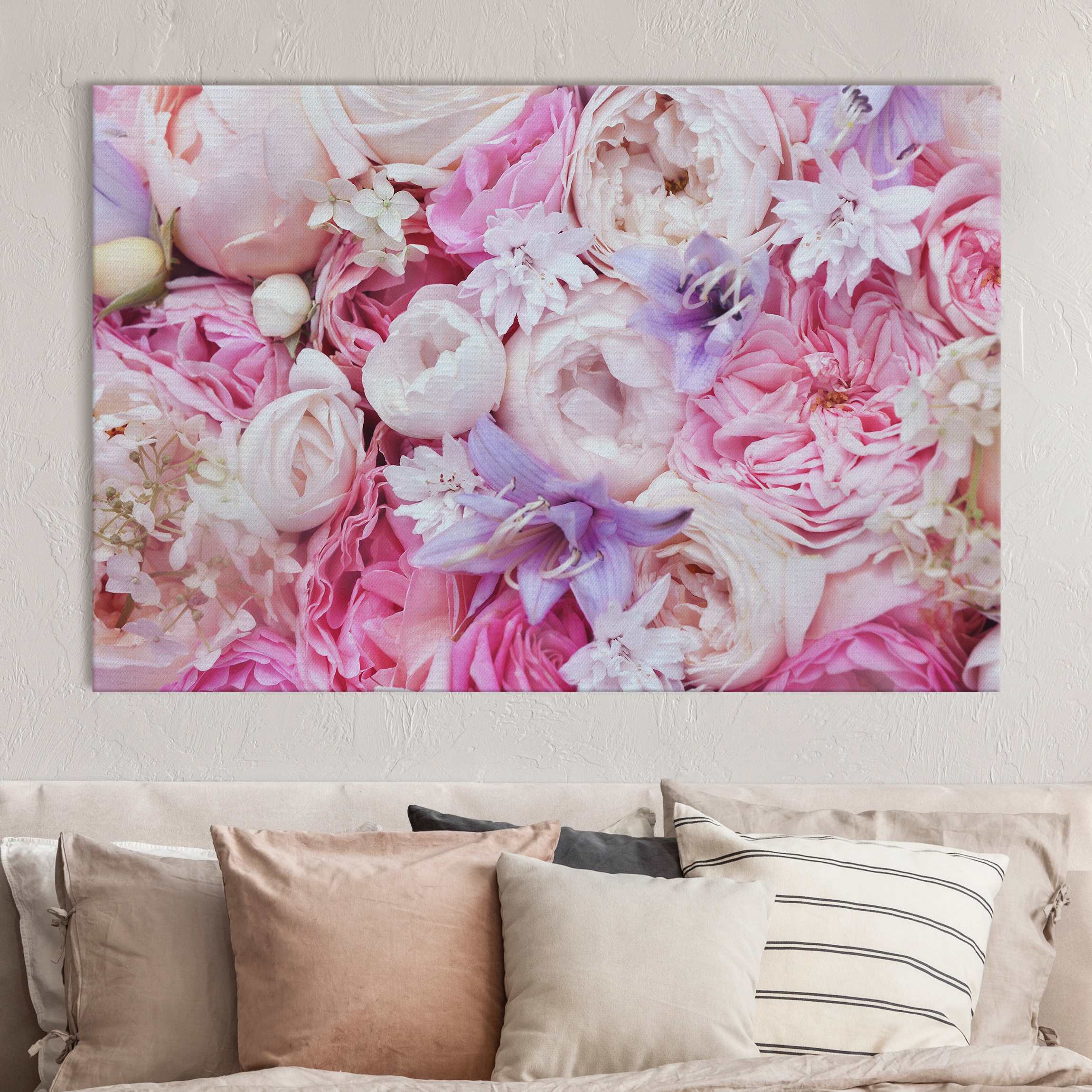 Akustikbild Shabby Rosen mit Glockenblumen