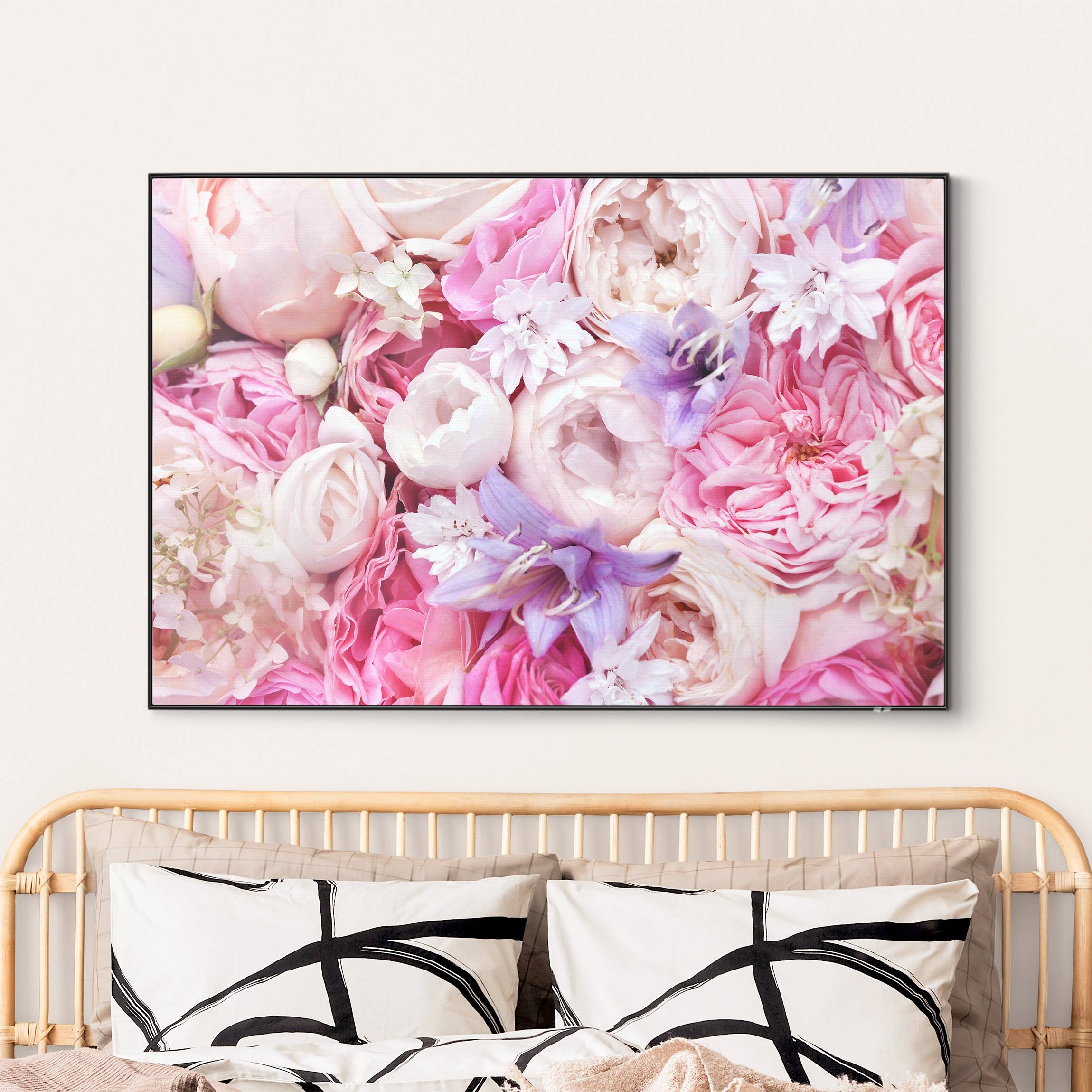 Wechselbild Shabby Rosen mit Glockenblumen