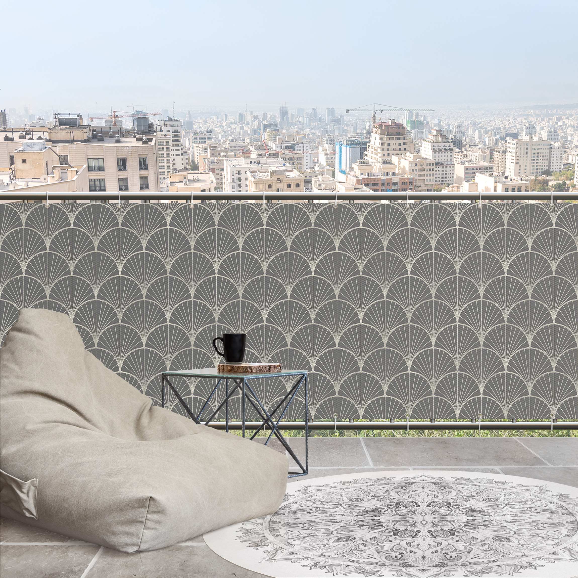 Balkon Sichtschutz Silberoptik Art Deco