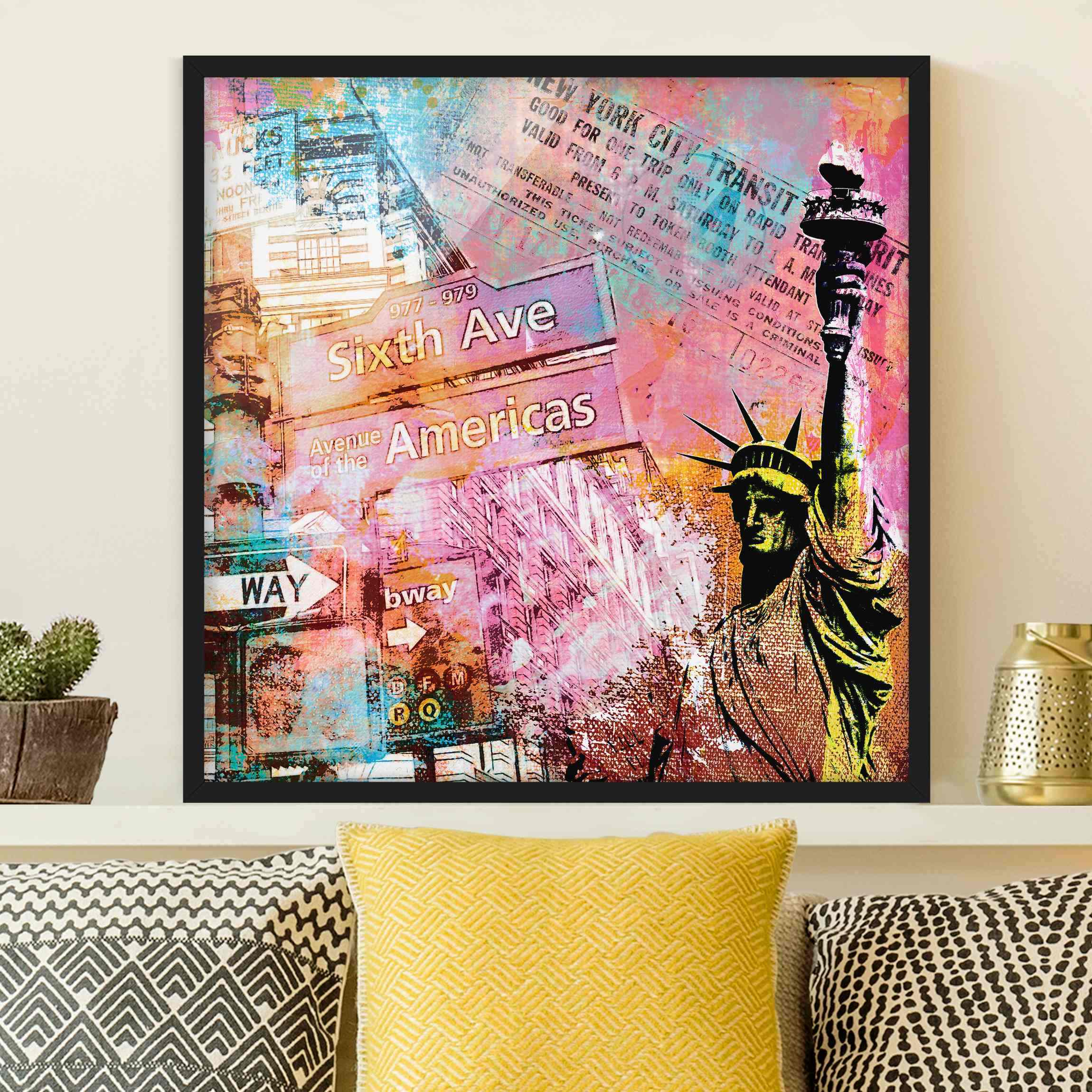 Bild mit Rahmen Sixth Avenue New York Collage