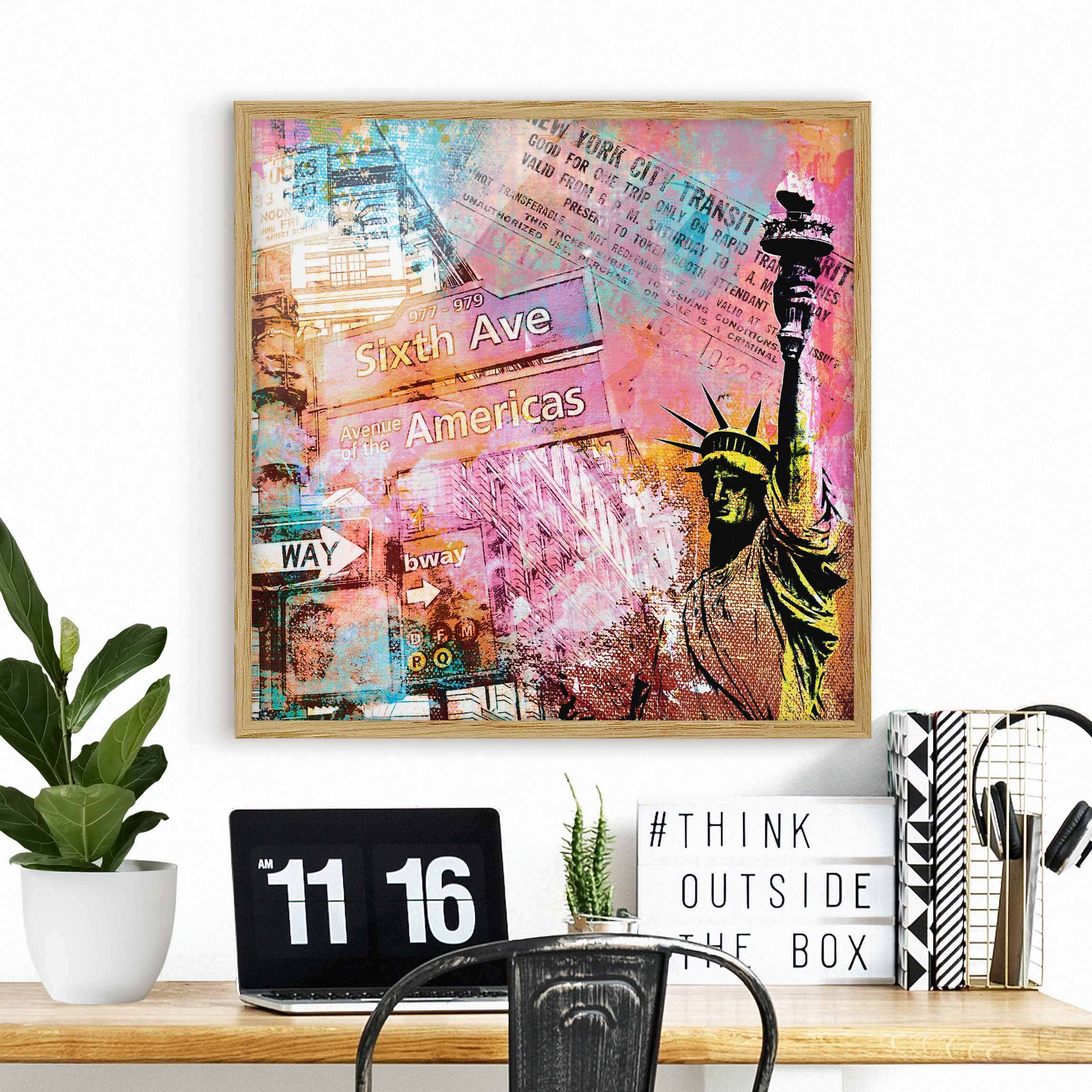 Bild mit Rahmen Sixth Avenue New York Collage