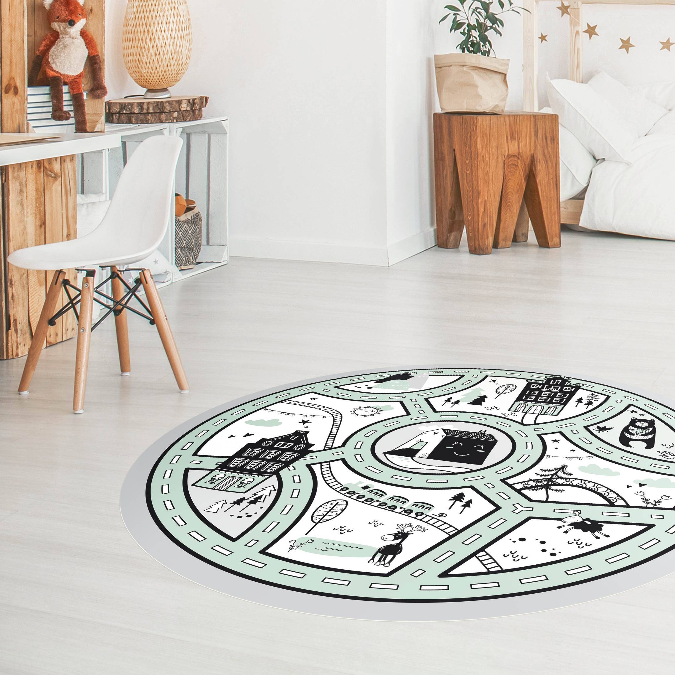 Runder Vinyl-Teppich Skandinavien - Die grüne Stadt