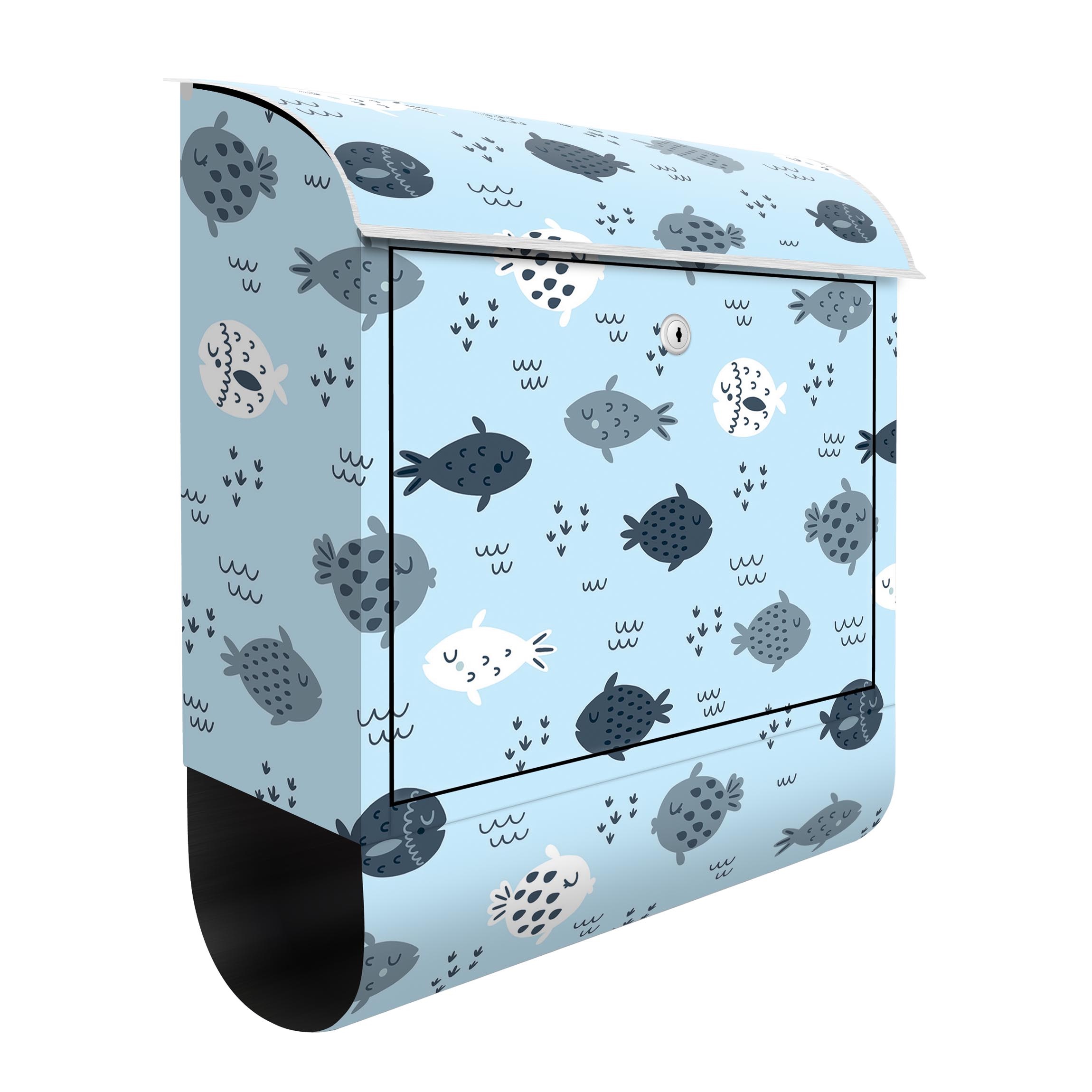 Briefkasten Skandinavische Fische in Pastellblau