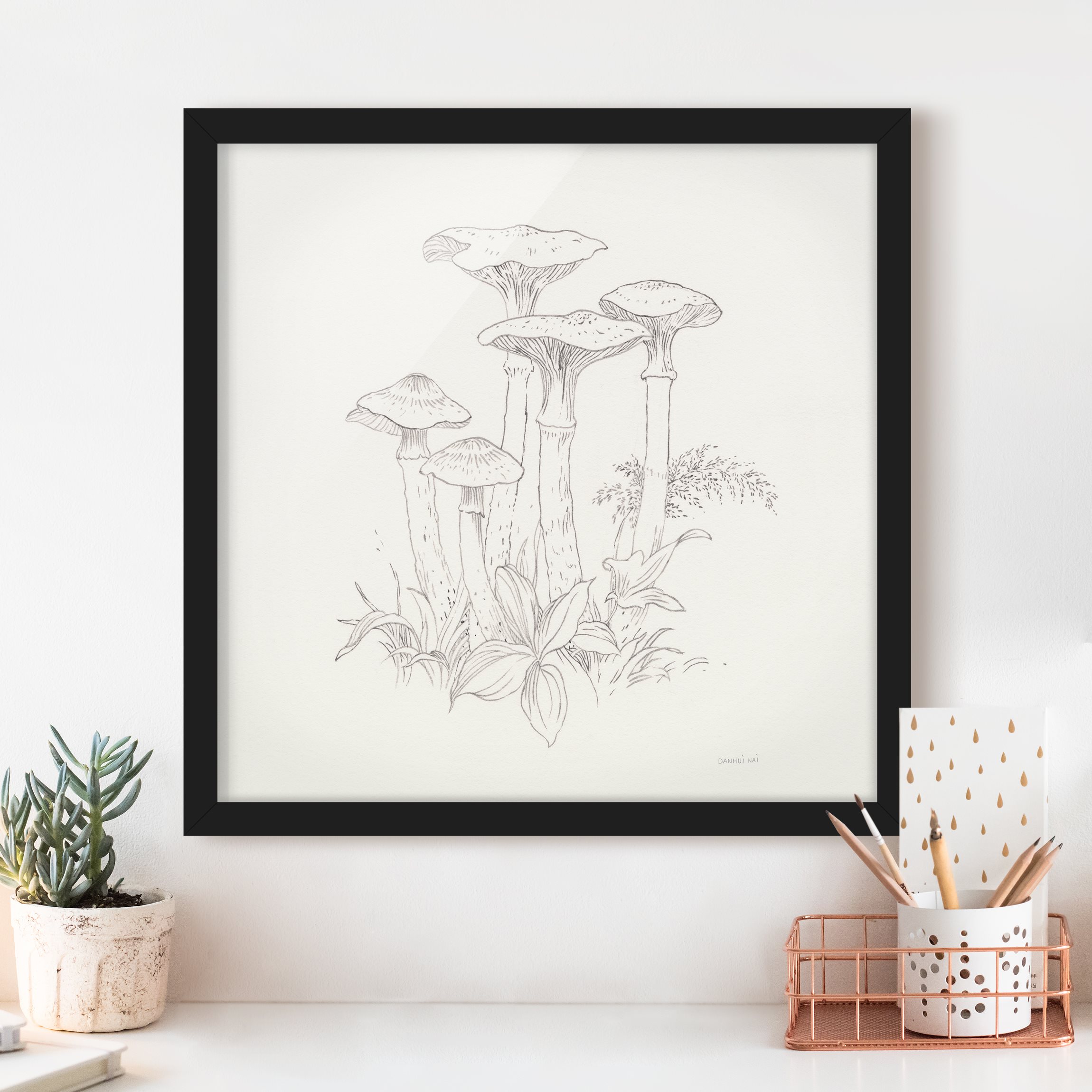 Bild mit Rahmen Skizzen der Natur - Pilze