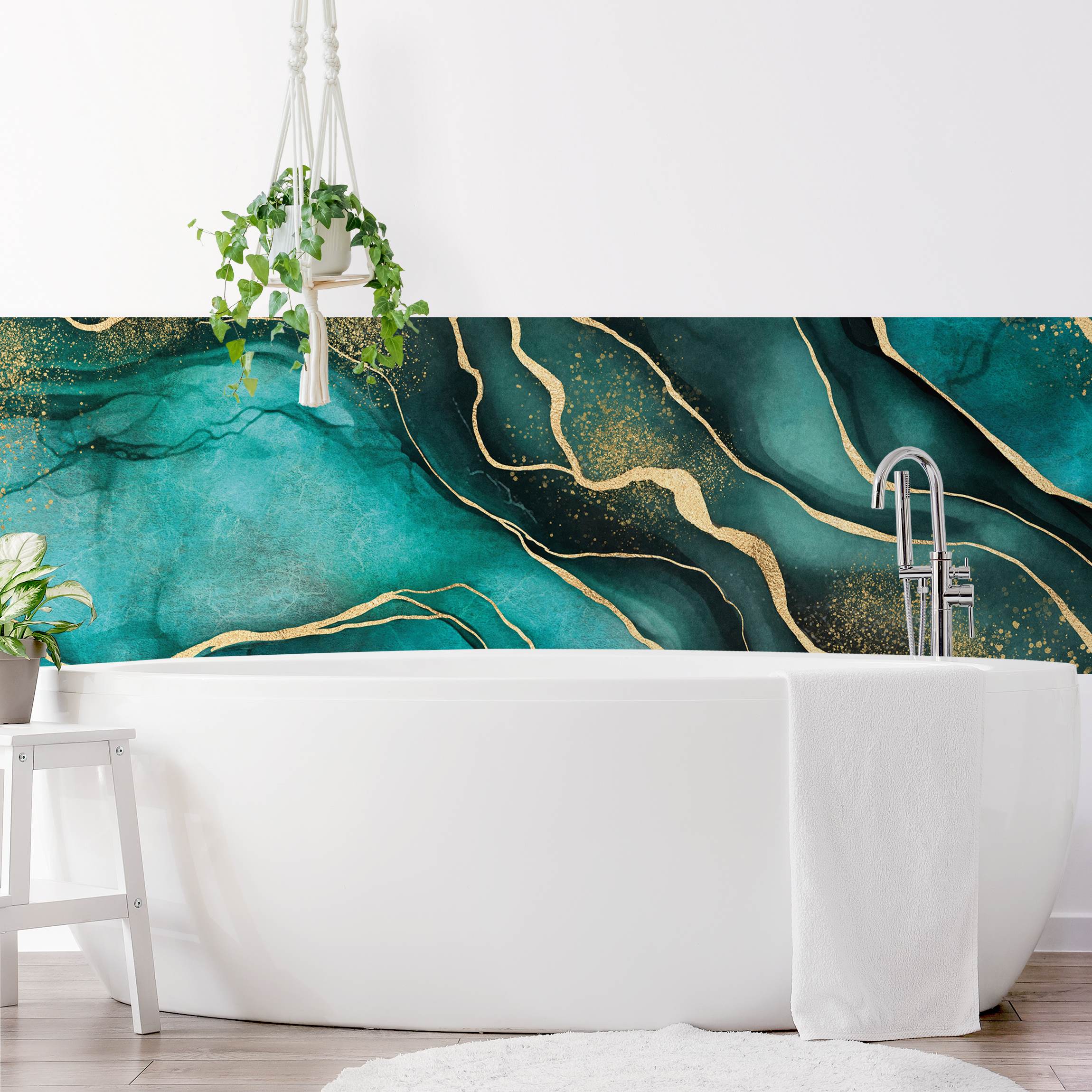 Wandverkleidung Bad Smaragdfarbener Marmor