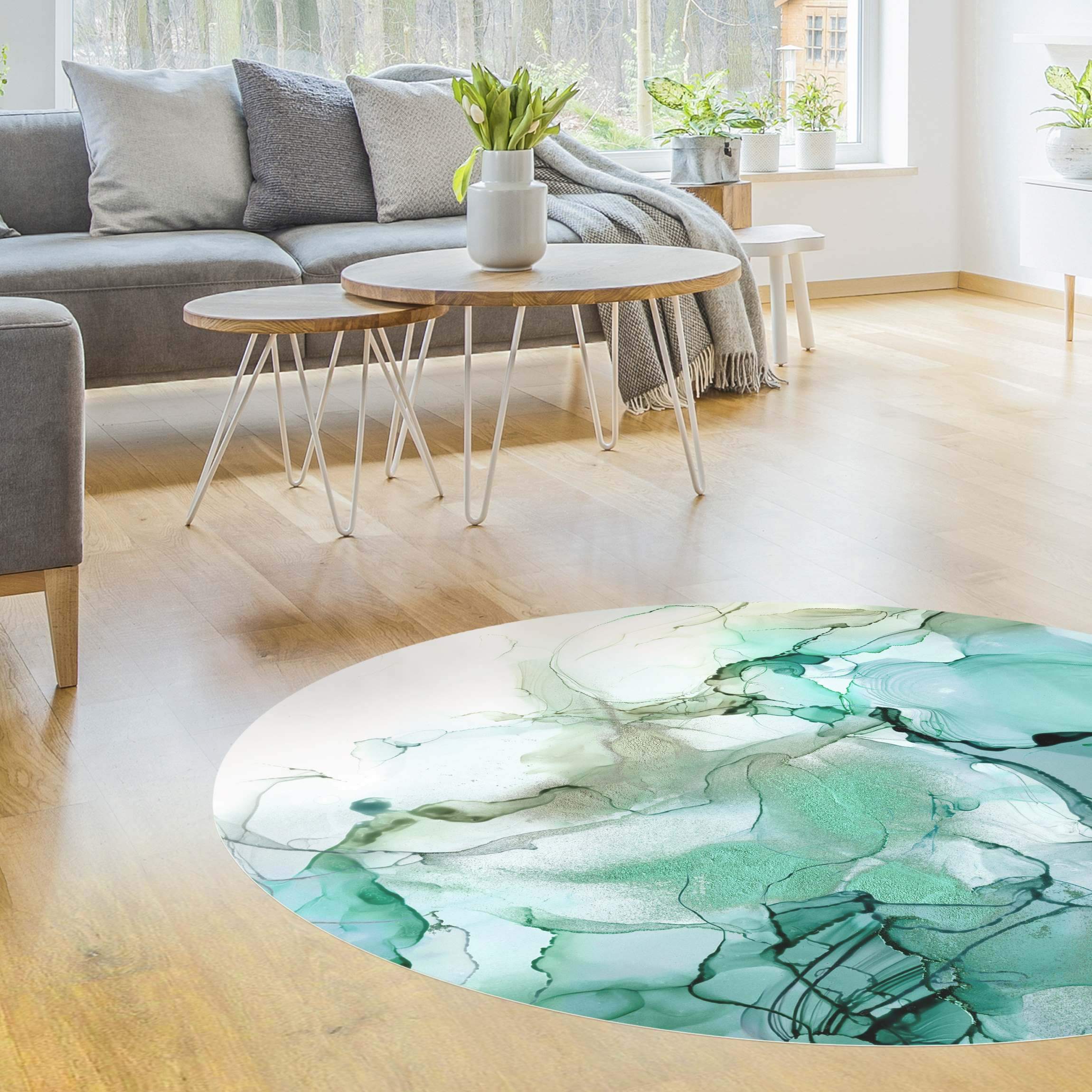 Runder Vinyl-Teppich Smaragdfarbener Sturm