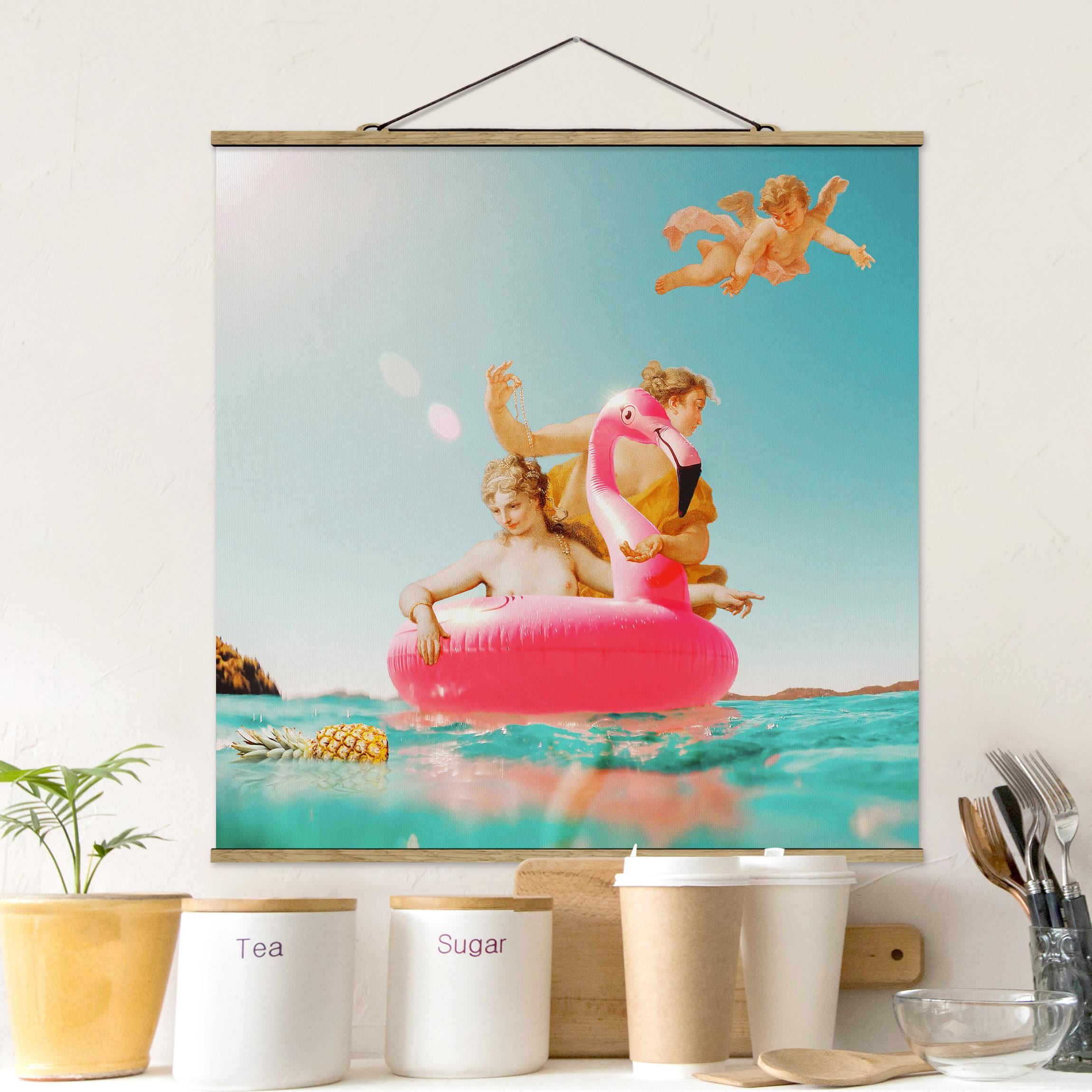 Stoffbild mit Posterleisten Sommer Engel