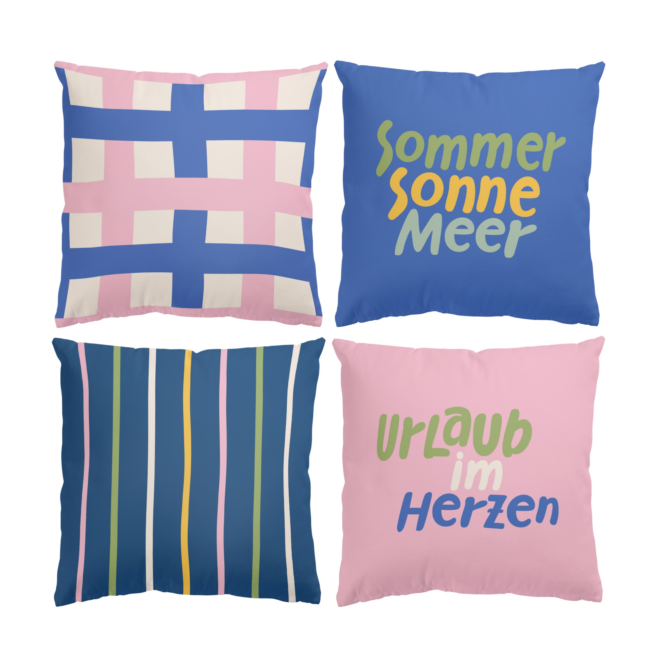 Dekokissen 4er Set Sommerurlaub Set III