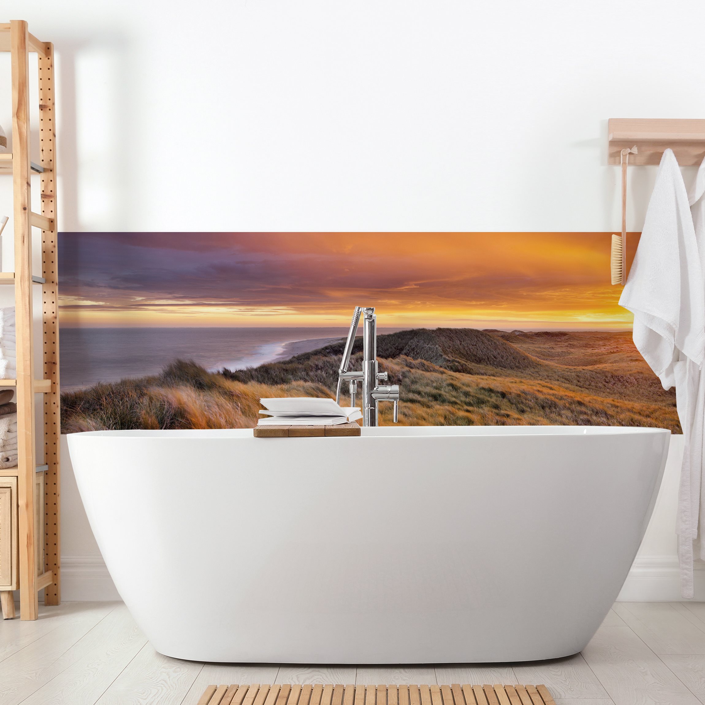 Wandverkleidung Bad Sonnenaufgang am Strand auf Sylt