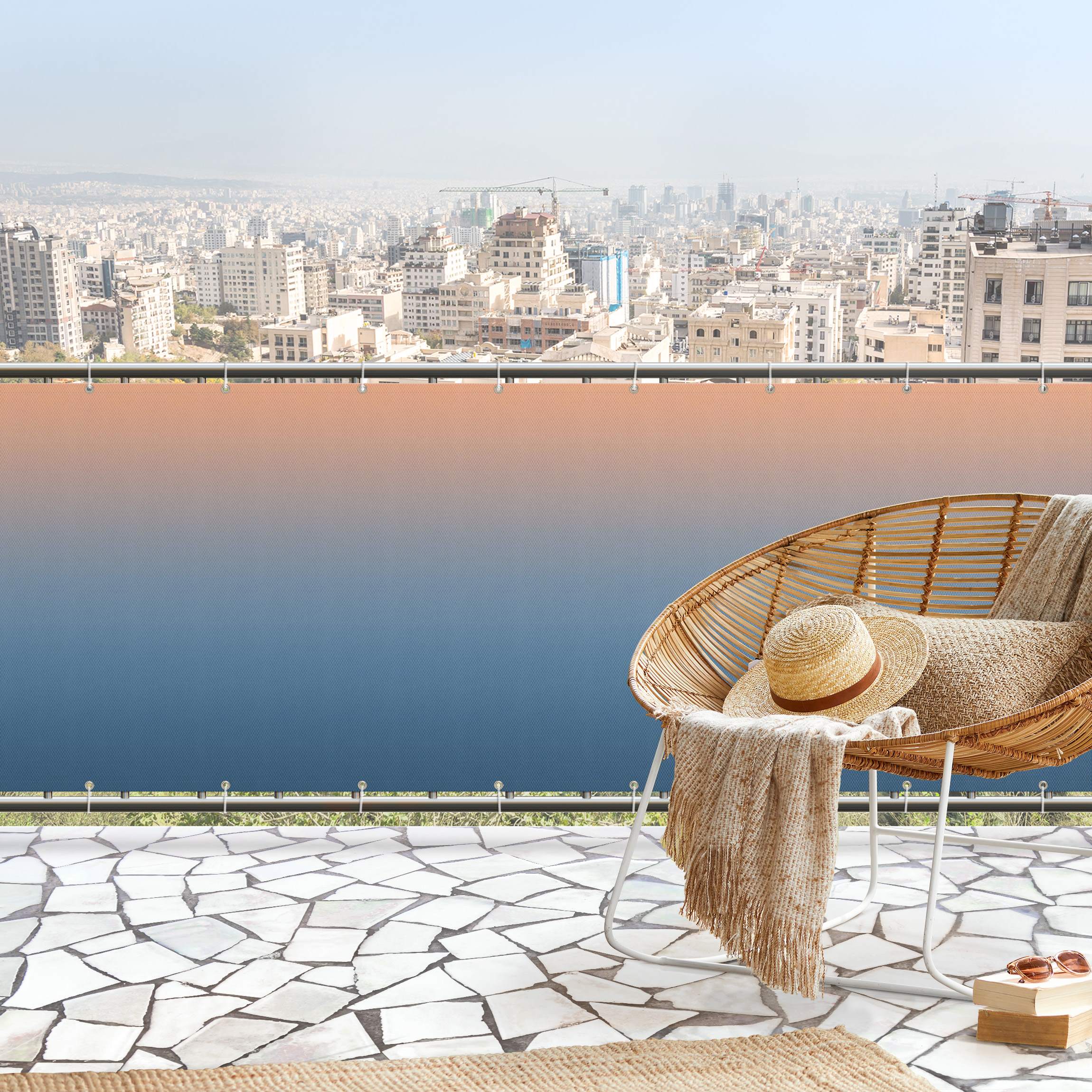 Balkon Sichtschutz Sonnenaufgang Farbverlauf