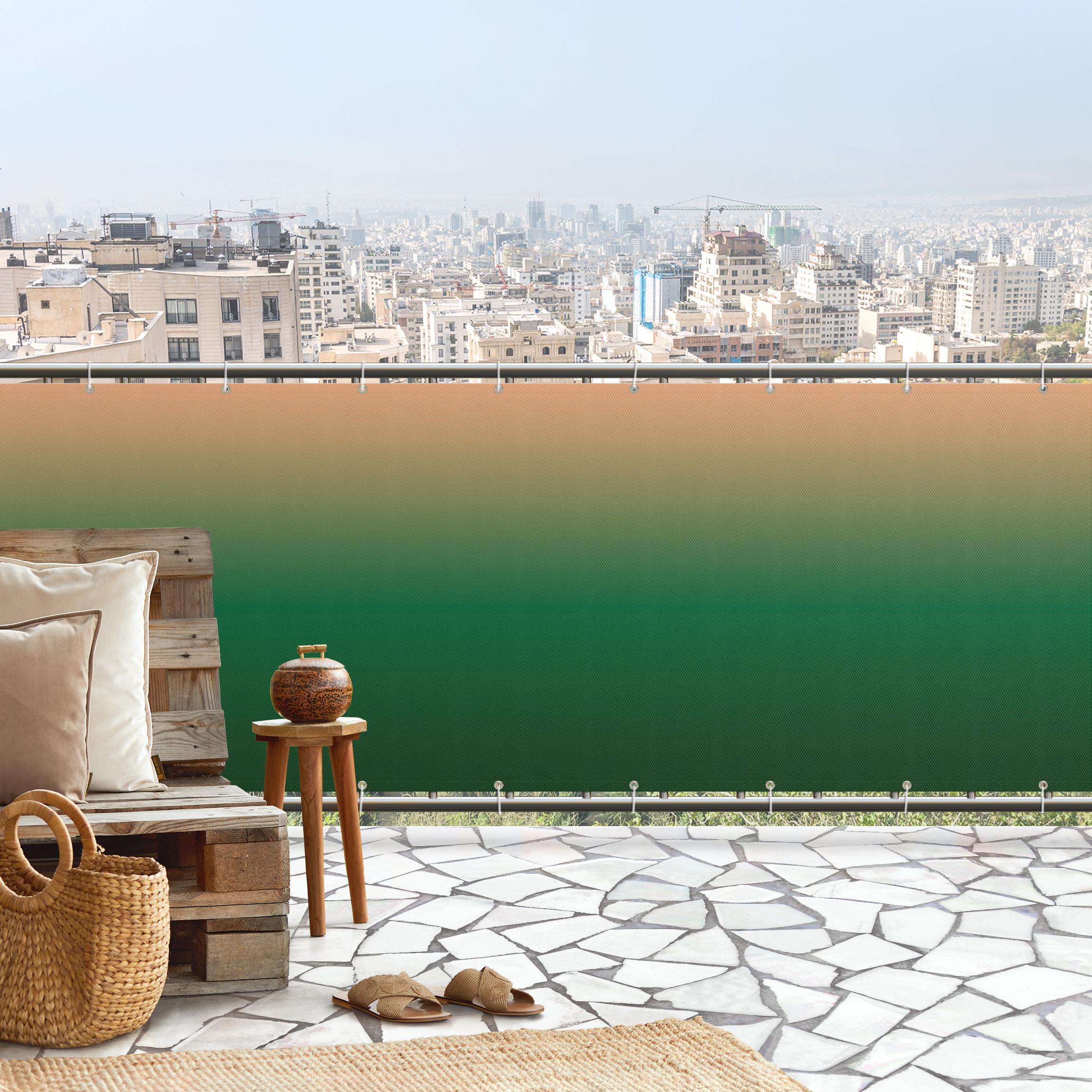 Balkon Sichtschutz Sonnenaufgang über Wald Farbverlauf