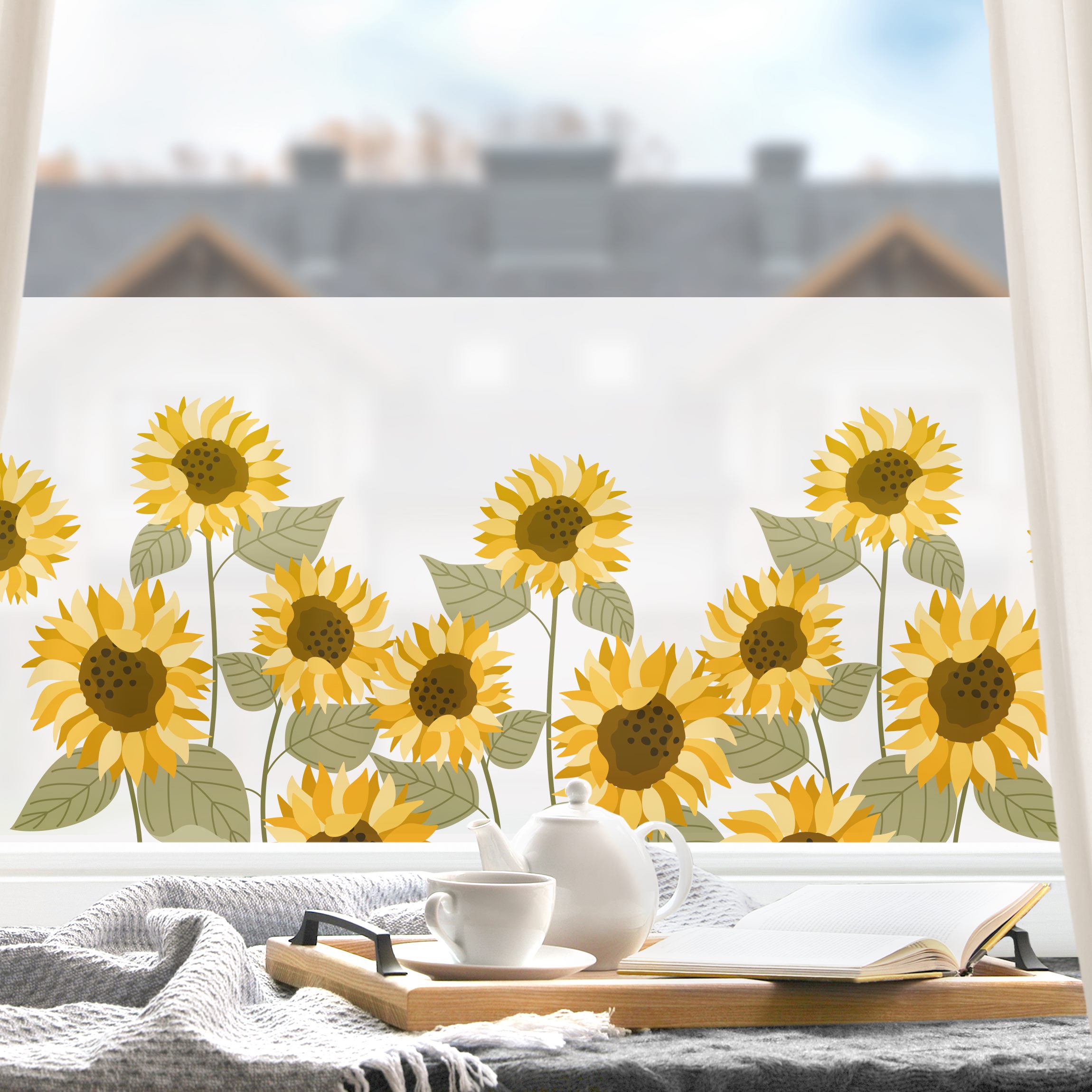 Fensterfolie Sonnenblumen Illustration