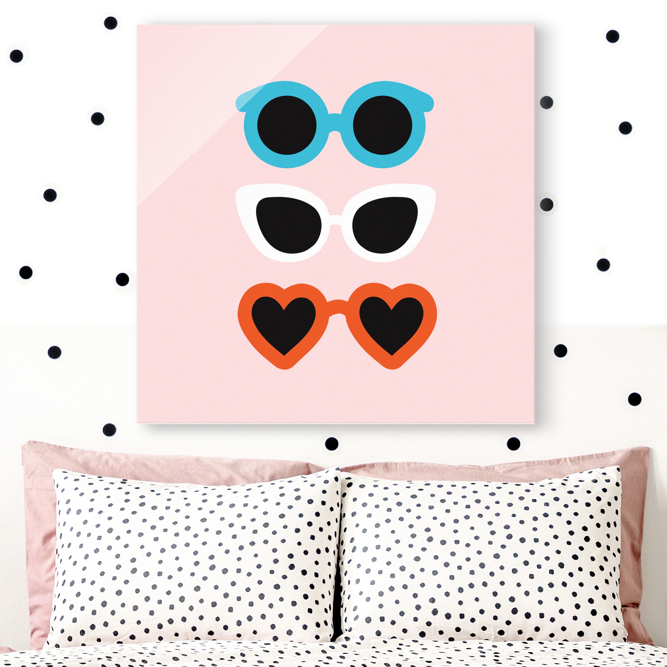 Glasbild Sonnenbrillen Tricolore