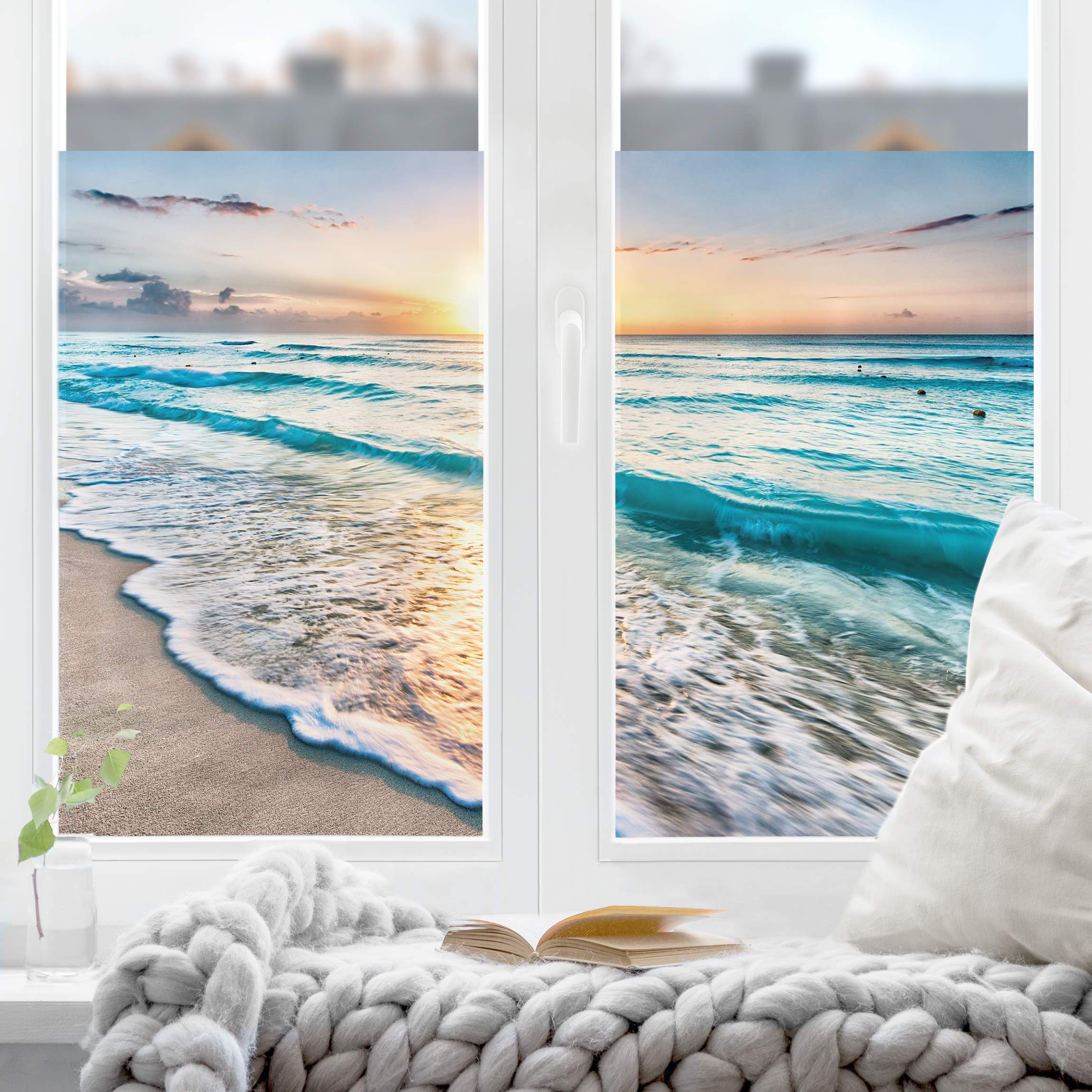 Fensterfolie Sonnenuntergang am Strand