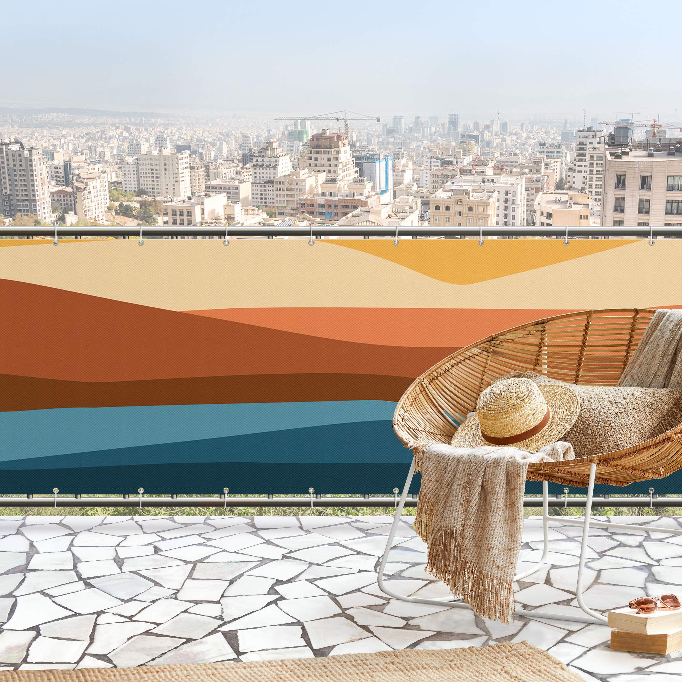 Balkon Sichtschutz Sonnenuntergang in der Wüste