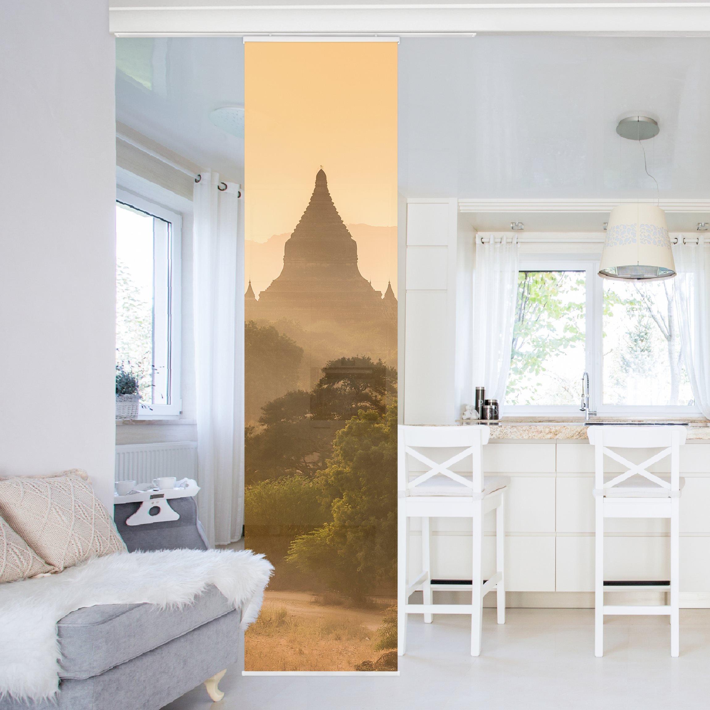 Schiebegardine Sonnenuntergang über Bagan