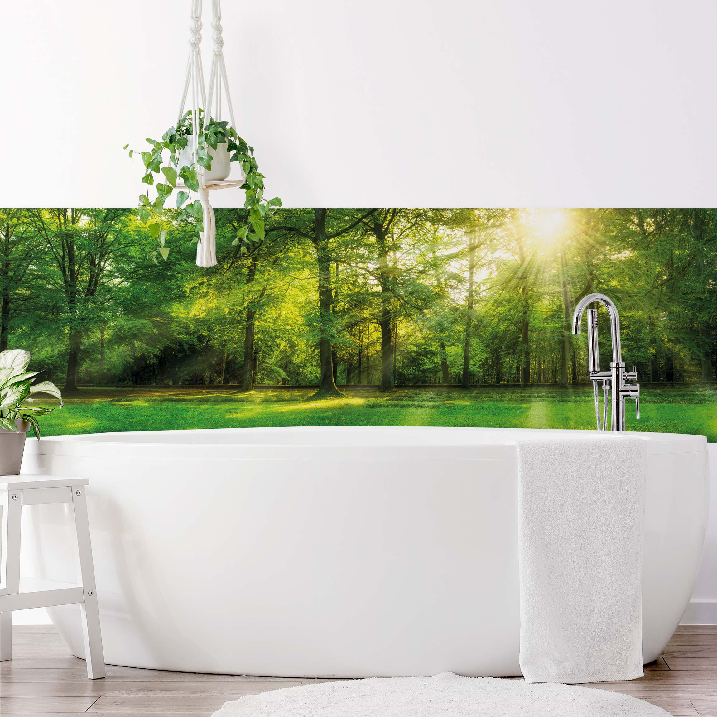 Wandverkleidung Bad Spaziergang im Wald