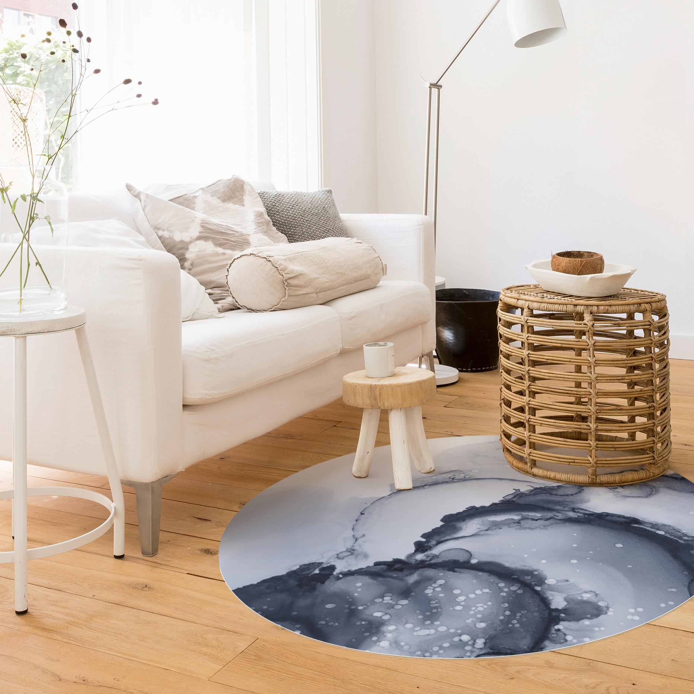 Runder Vinyl-Teppich Spiel der Farben Blaue Tusche