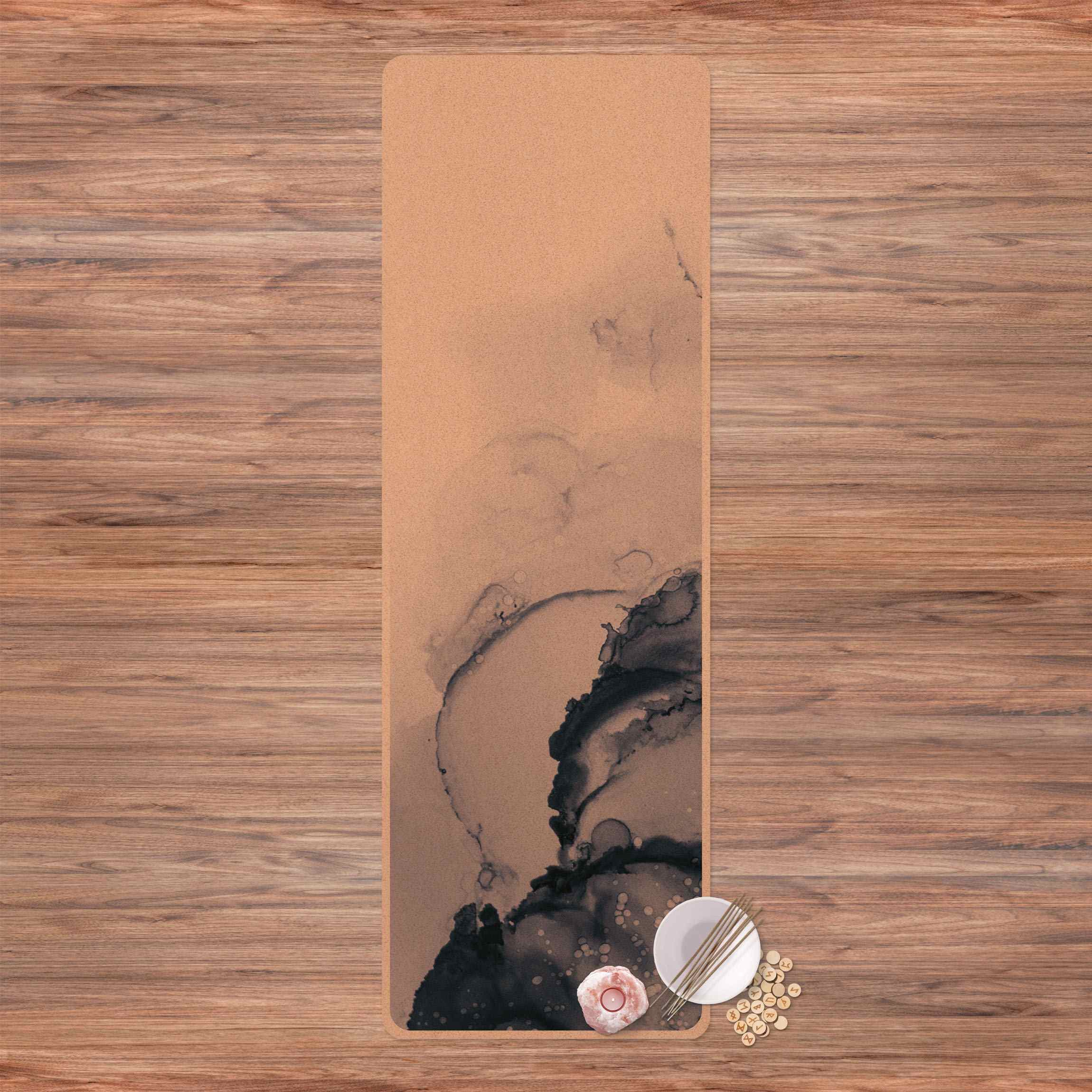 Yogamatte Kork Spiel der Farben Blaue Tusche